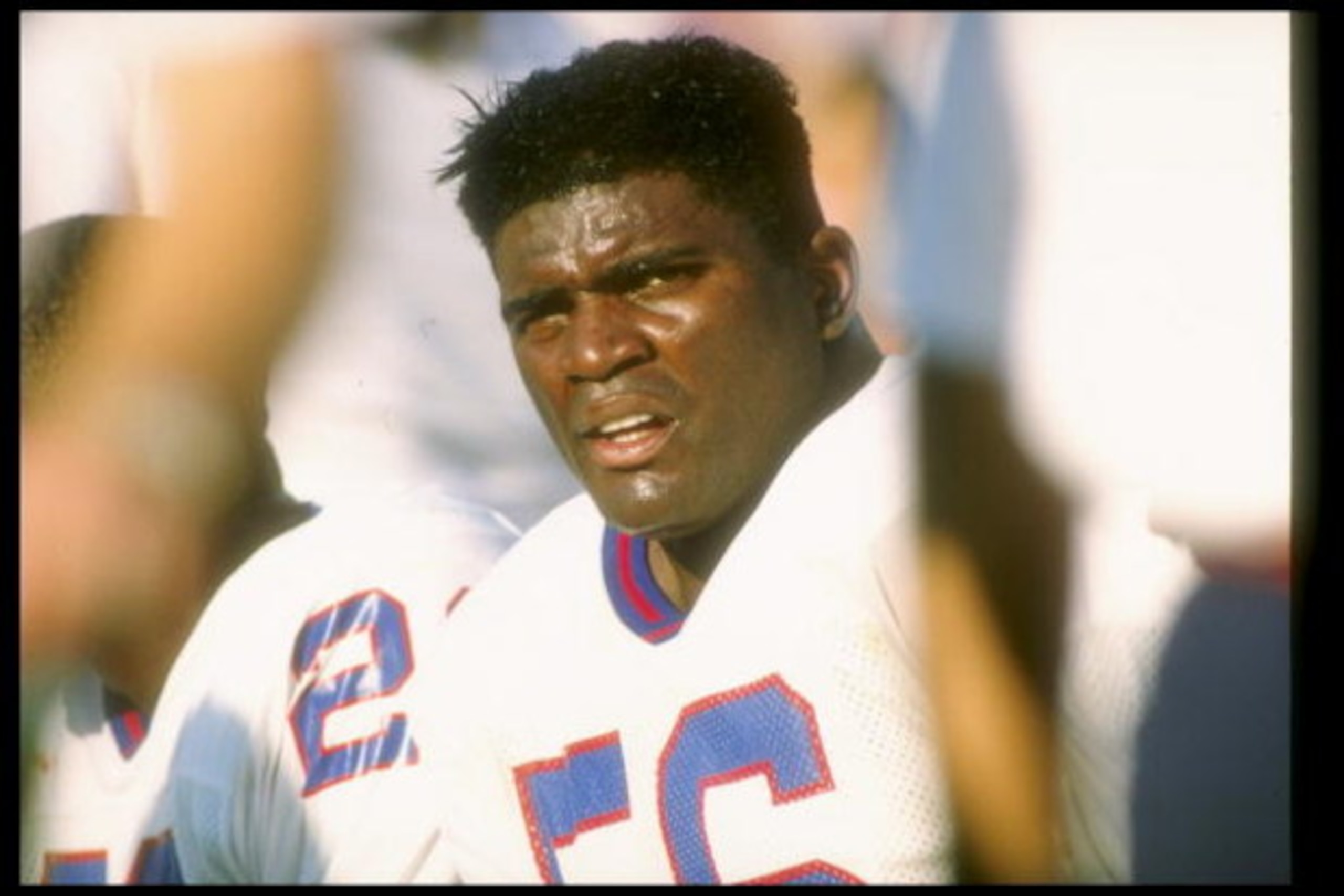 12 Nov 1989: Linebacker Lawrence Taylor of the New York Giants looks on during a game against the Los Angeles Rams at Anaheim Stadium in Anaheim, California. The Rams won the game, 31-10. Mandatory Credit: Mike Powell /Allsport 12 Nov 1989: Linebacker Lawrence Taylor of the New York Giants looks on during a game against the Los Angeles Rams at Anaheim Stadium in Anaheim, California. The Rams won the game, 31-10. Mandatory Credit: Mike Powell /Allsport