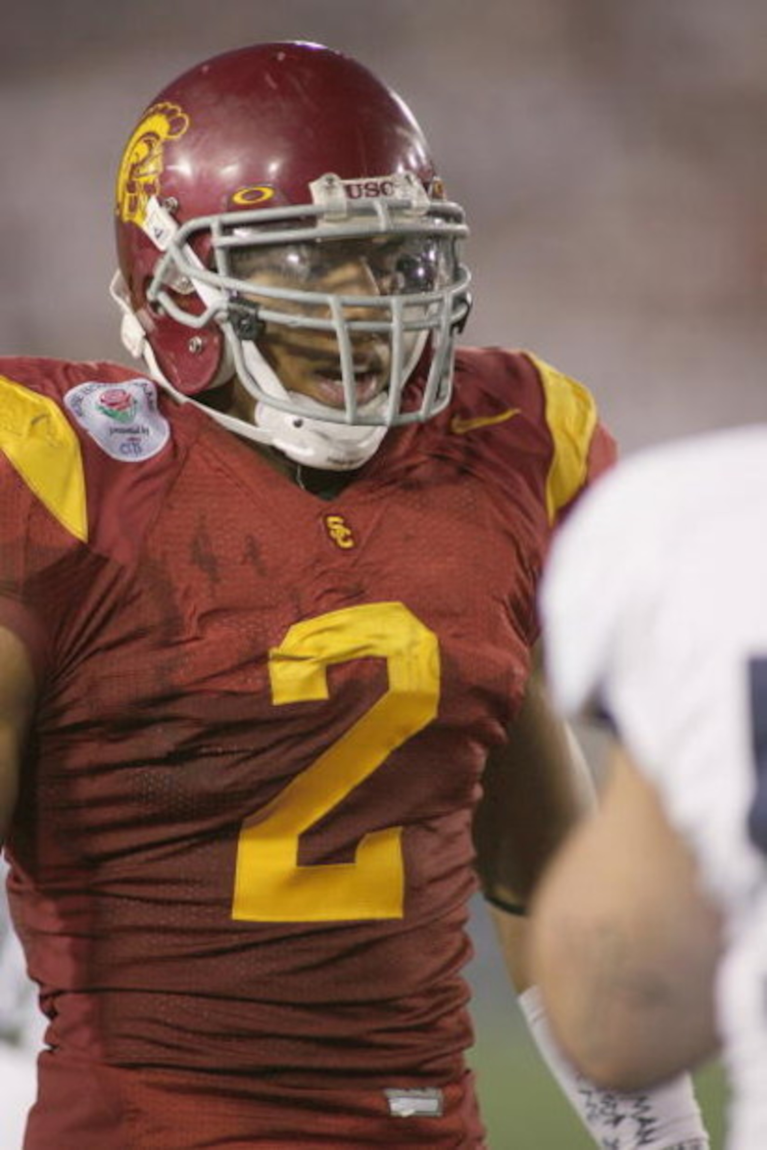 PASADENA, CA - JANUARY 1:  Taylor Mays #2 of the USC Trojans looks on against the Penn State Nittany Lions on January 1, 2009 at the Rose Bowl in Pasadena, California.  USC won 38-24.  (Photo by Jeff Golden/Getty Images)
