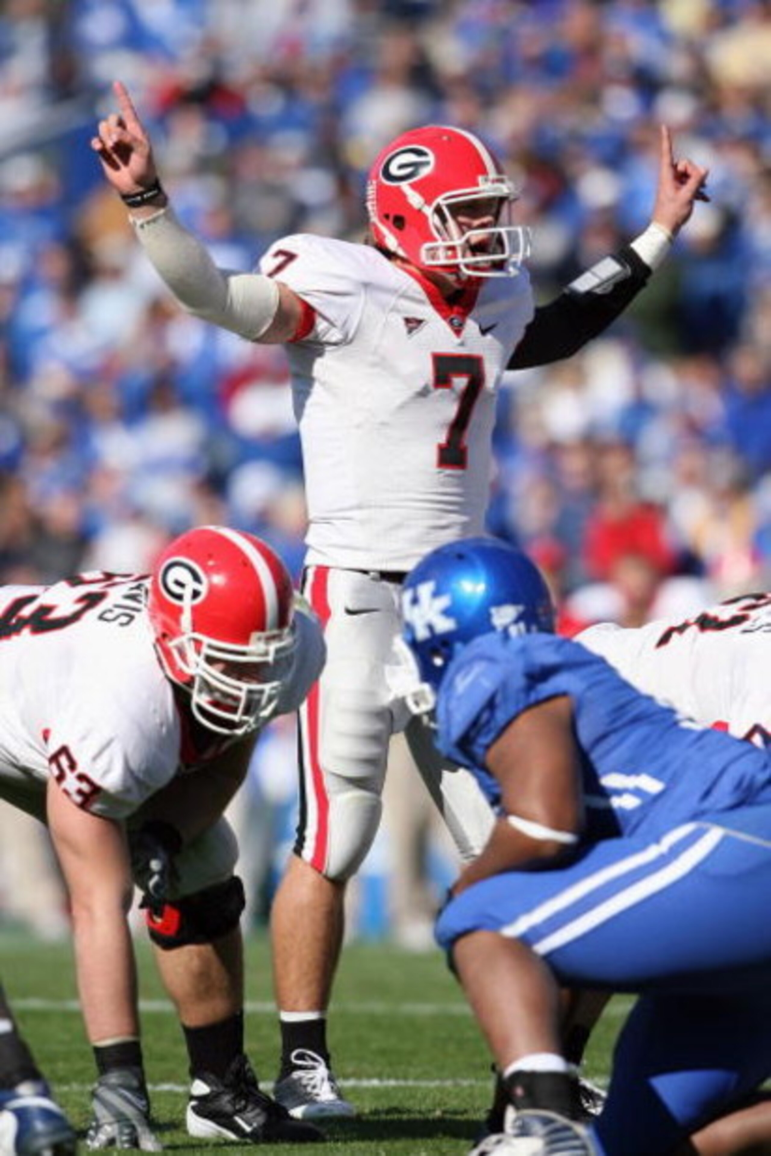 LEXINGTON, KY - NOVEMBER 8: Matthew Stafford #7 of the Georgia Bulldogs stands under center during the game against the Kentucky Wildcats at Commonwealth Stadium on November 8, 2008 in Lexington, Kentucky. (Photo by Andy Lyons/Getty Images) LEXINGTON, KY - NOVEMBER 8: Matthew Stafford #7 of the Georgia Bulldogs stands under center during the game against the Kentucky Wildcats at Commonwealth Stadium on November 8, 2008 in Lexington, Kentucky. (Photo by Andy Lyons/Getty Images)