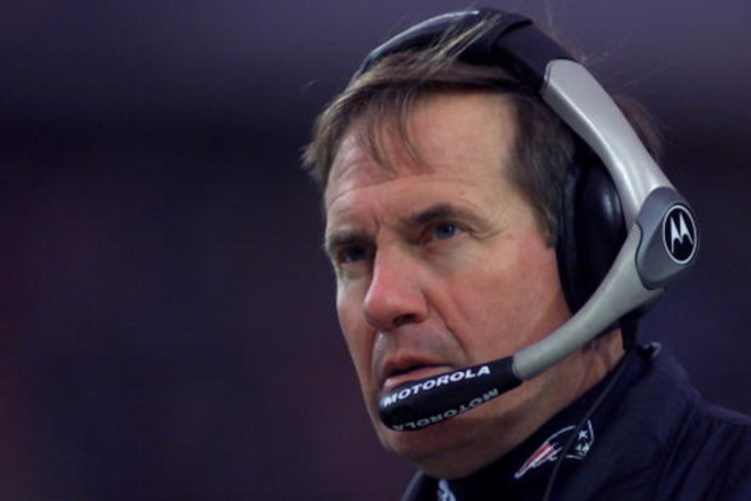 16 Dec 2001: Head coach Bill Belicheck of the New England Patriots observes a meeting of officials during their game against the Buffalo Bills at Ralph Wilson Stadium in Orchard Park, New York. The New England Patriots won the game in overtime 12-9. DI 16 Dec 2001: Head coach Bill Belicheck of the New England Patriots observes a meeting of officials during their game against the Buffalo Bills at Ralph Wilson Stadium in Orchard Park, New York. The New England Patriots won the game in overtime 12-9. DI
