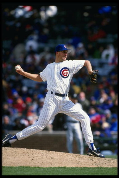 8 Apr 1997: Pitcher Steve Trachsel of the Chicago Cubs winds up to throw a pitch during the Cubs 5-3 loss to the Florida Marlins at Wrigley Field in Chicago, Illinois.