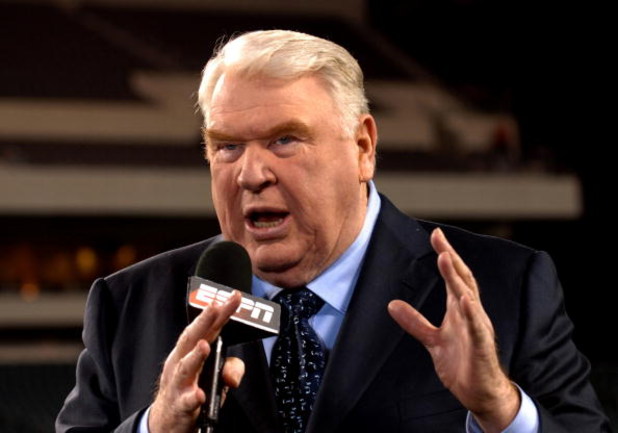 ABC commentator John Madden on the sidelines before play  against the Philadelphia Eagles November 14, 2005 at Lincoln Financial Field in Philadelphia.  The Cowboys defeated the Eagles 21 - 20.  (Photo by Al Messerschmidt/Getty Images)