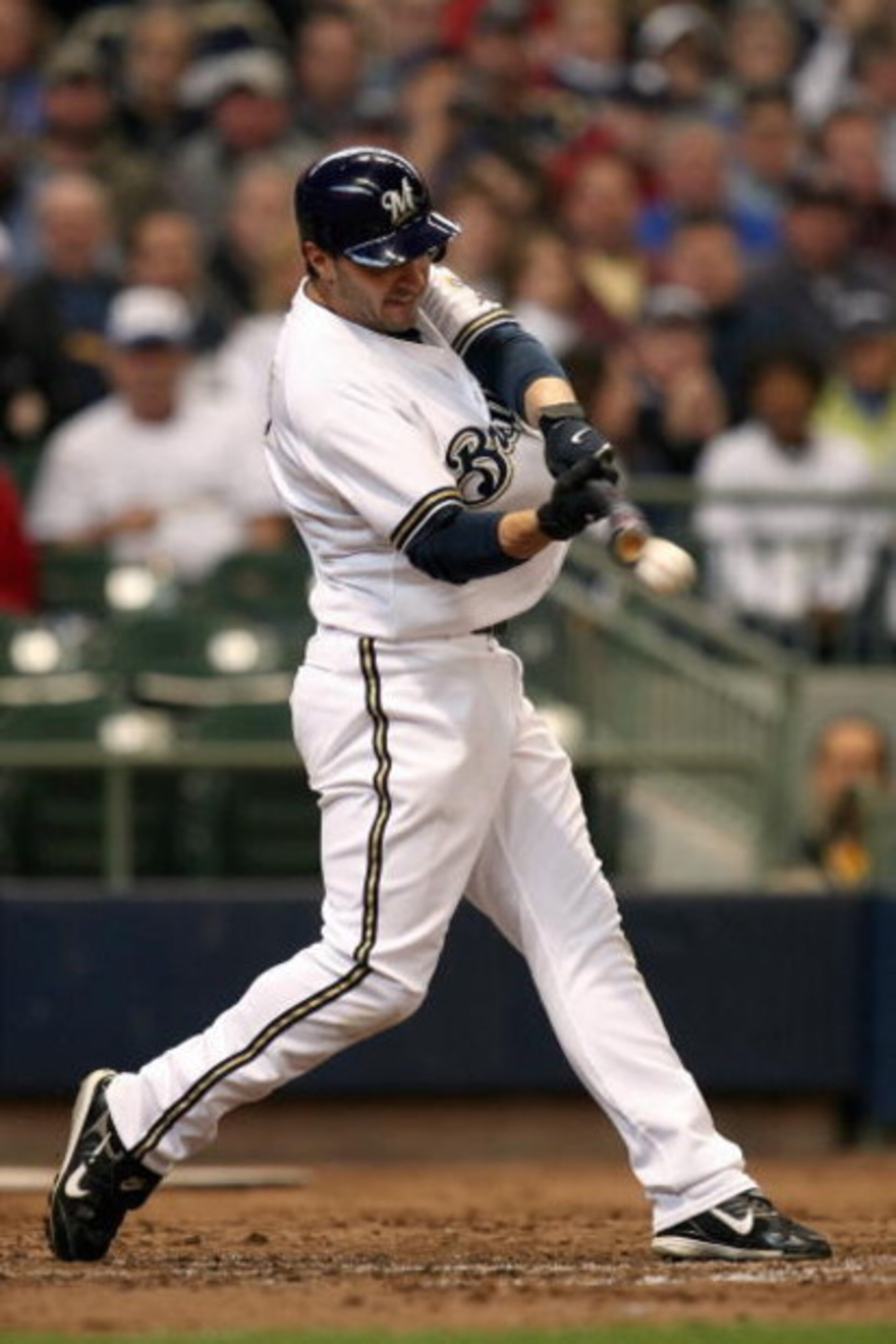 MILWAUKEE - APRIL 04: Ryan Braun #8 of the Milwaukee Brewers connects with a pitch against the San Francisco Giants during the Opening Day game on April 4, 2008 at Miller Park in Milwaukee, Wisconsin. (Photo by Jonathan Daniel/Getty Images)
