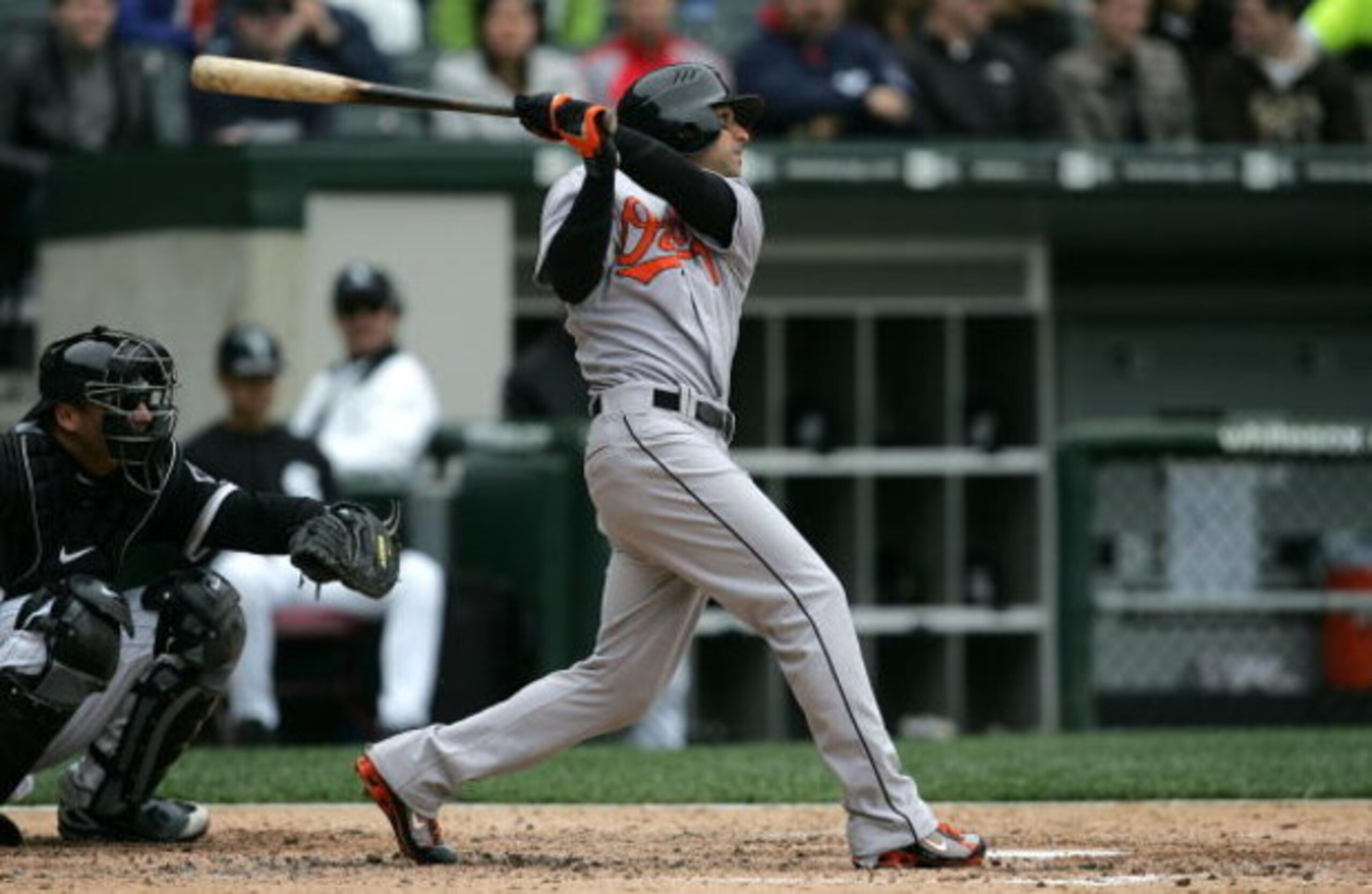 CHICAGO - APRIL 27: Nick Markakis #21 of the Baltimore Orioles bats against the Chicago White Sox on April 27, 2008 at U.S. Cellular Field in Chicago, Illinois. The WHite SOx won 6-1. (Photo by Jonathan Daniel/Getty Images) CHICAGO - APRIL 27: Nick Markakis #21 of the Baltimore Orioles bats against the Chicago White Sox on April 27, 2008 at U.S. Cellular Field in Chicago, Illinois. The WHite SOx won 6-1. (Photo by Jonathan Daniel/Getty Images)