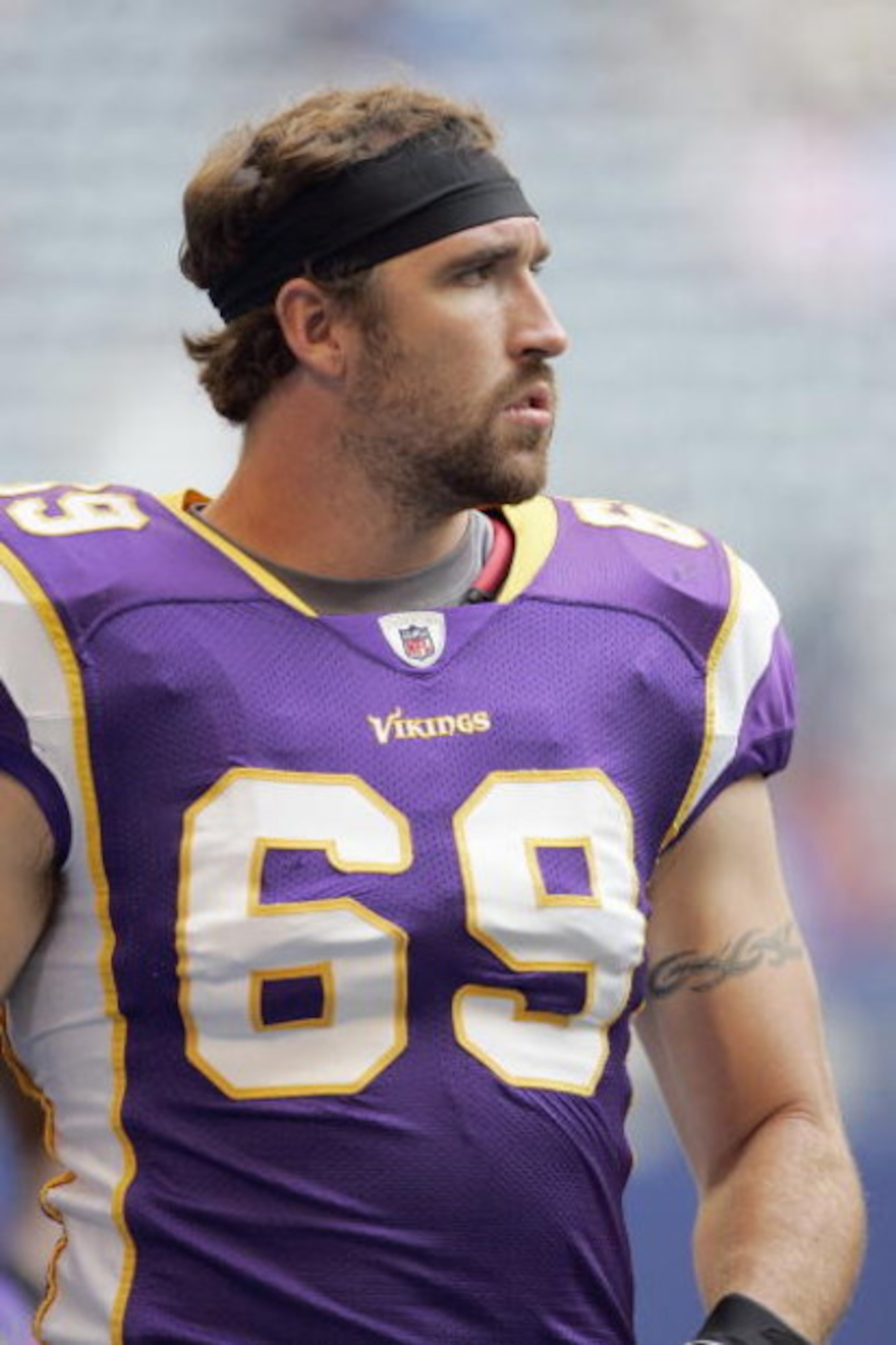 IRVING - AUGUST 28:  Jared Allen #69 of the Minnesota Vikings looks on before a preseason game against the Dallas Cowboys on August 28, 2008 at Texas Stadium in Irving, Texas.  The Cowboys won 16-10.  (Photo by Brian Bahr/Getty Images)