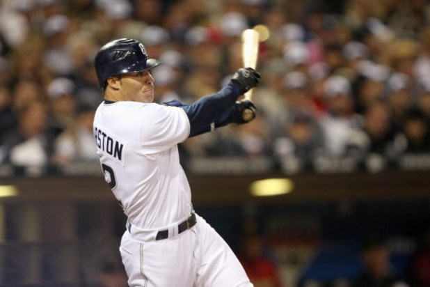 SAN DIEGO - MARCH 31: Scott Hairston #12 of the San Diego Padres swings at the pitch during the Opening Day game against the Houston Astros  on March 31, 2008 at Petco Park in San Diego, California. (Photo by: Stephen Dunn/Getty Images)