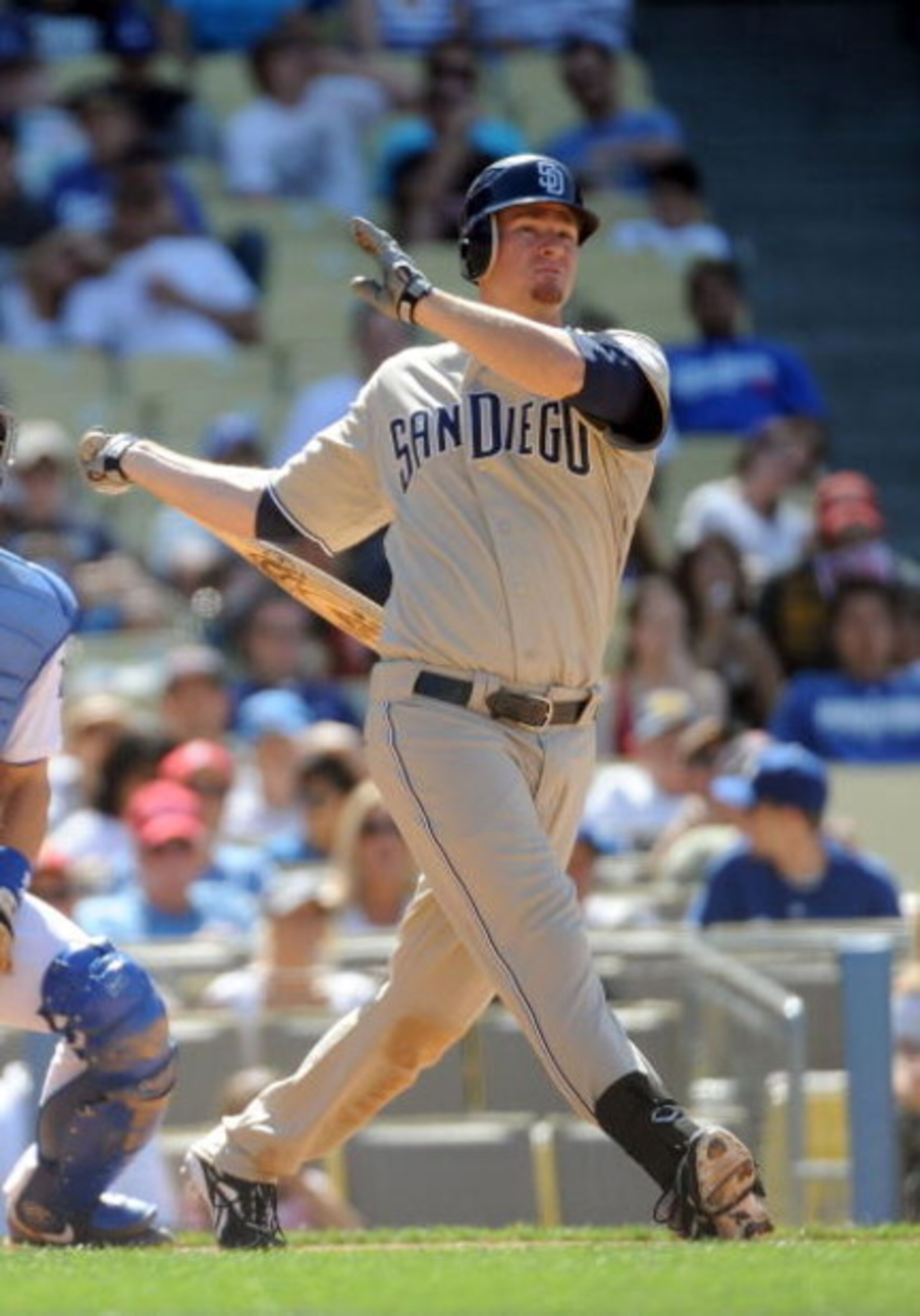 LOS ANGELES, CA - MAY 03: Chase Headley #7 of the San Diego Padres watches his foul ball against the Los Angeles Dodgers at Dodger Stadium on May 3, 2009 in Los Angeles, California. (Photo by Harry How/Getty Images) LOS ANGELES, CA - MAY 03: Chase Headley #7 of the San Diego Padres watches his foul ball against the Los Angeles Dodgers at Dodger Stadium on May 3, 2009 in Los Angeles, California. (Photo by Harry How/Getty Images)