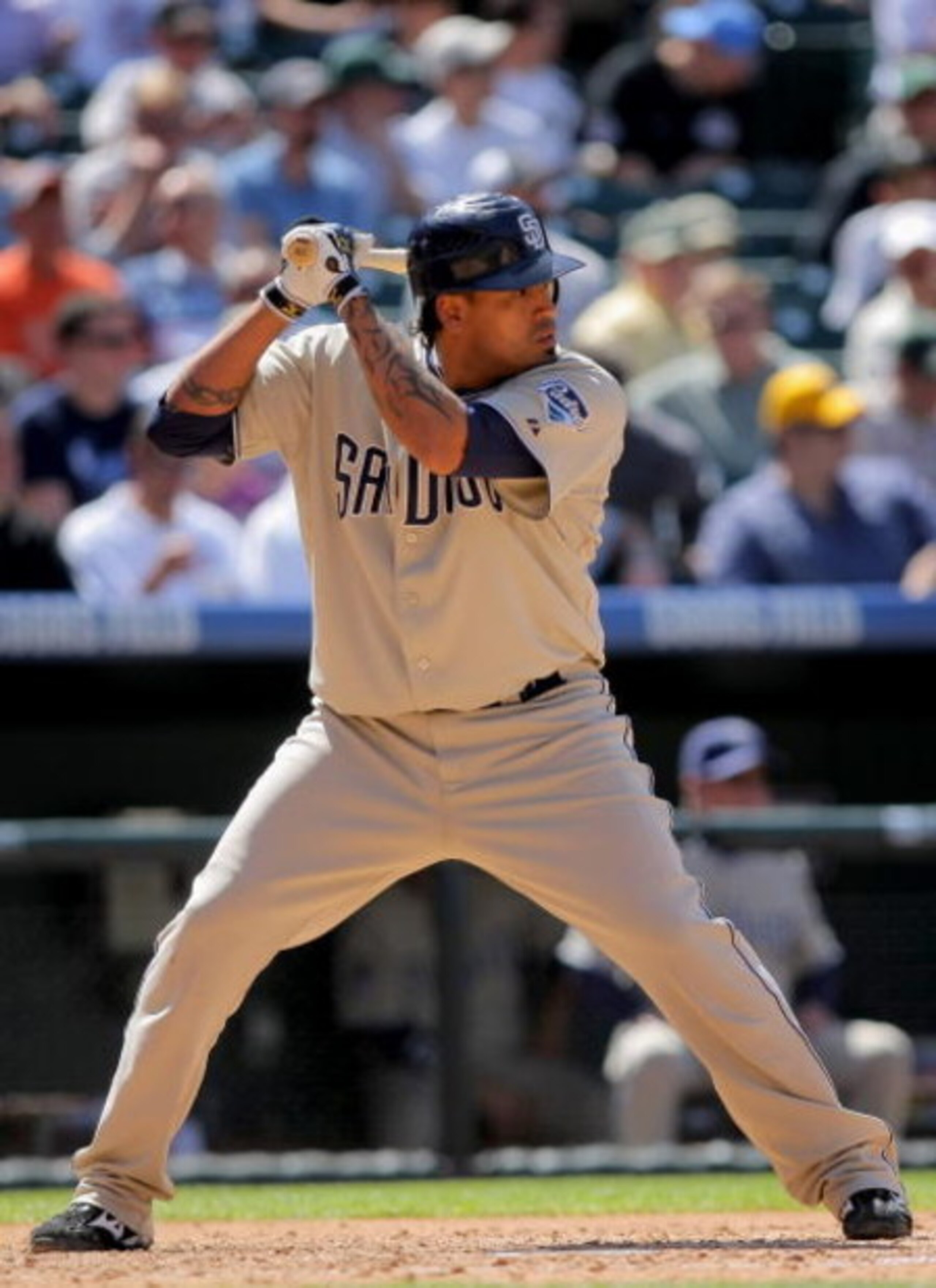 DENVER - APRIL 29: Catcher Henry Blanco #28 of the San Diego Padres takes an at bat against the Colorado Rockies during MLB action at Coors Field on April 29, 2009 in Denver, Colorado. The Rockies defeated the Padres 7-5. (Photo by Doug Pensinger/Getty DENVER - APRIL 29: Catcher Henry Blanco #28 of the San Diego Padres takes an at bat against the Colorado Rockies during MLB action at Coors Field on April 29, 2009 in Denver, Colorado. The Rockies defeated the Padres 7-5. (Photo by Doug Pensinger/Getty
