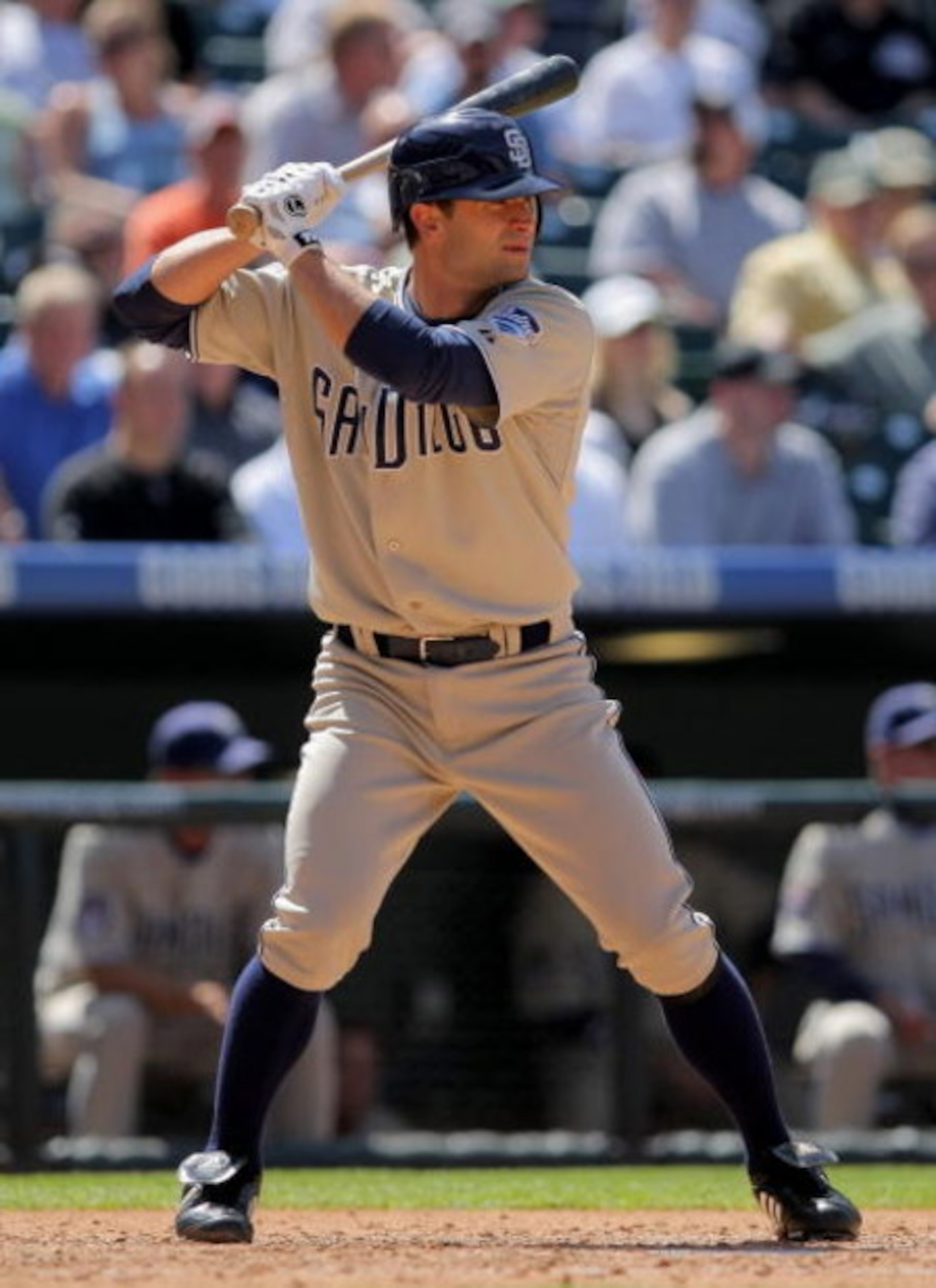 DENVER - APRIL 29: Chris Burke #8 of the San Diego Padres pinch hits against the Colorado Rockies during MLB action at Coors Field on April 29, 2009 in Denver, Colorado. The Rockies defeated the Padres 7-5. (Photo by Doug Pensinger/Getty Images) DENVER - APRIL 29: Chris Burke #8 of the San Diego Padres pinch hits against the Colorado Rockies during MLB action at Coors Field on April 29, 2009 in Denver, Colorado. The Rockies defeated the Padres 7-5. (Photo by Doug Pensinger/Getty Images)