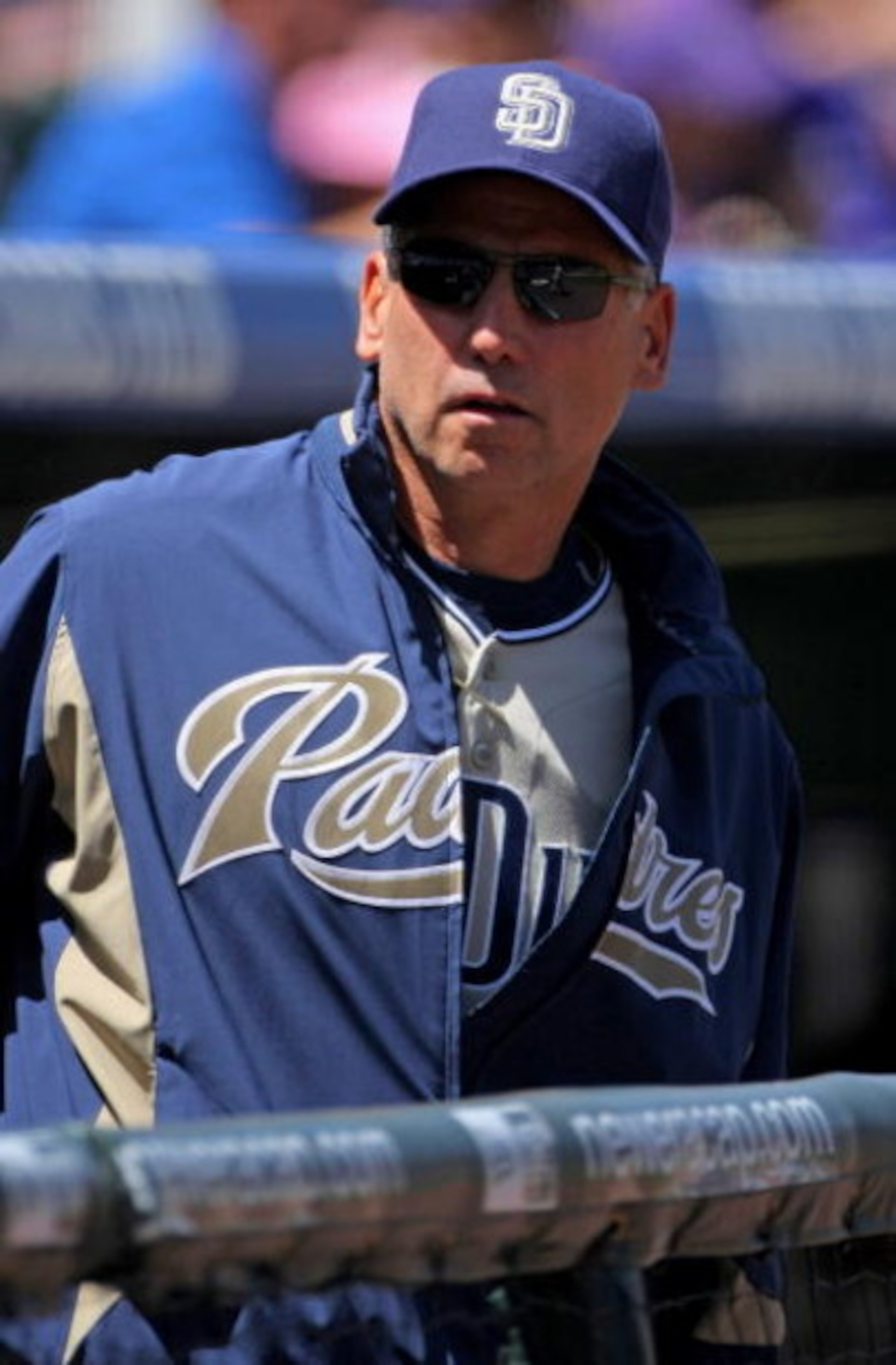 DENVER - APRIL 29: Manager Bud Black #20 of the San Diego Padres watches the action from the dugout against the Colorado Rockies during MLB action at Coors Field on April 29, 2009 in Denver, Colorado. The Rockies defeated the Padres 7-5. (Photo by Doug DENVER - APRIL 29: Manager Bud Black #20 of the San Diego Padres watches the action from the dugout against the Colorado Rockies during MLB action at Coors Field on April 29, 2009 in Denver, Colorado. The Rockies defeated the Padres 7-5. (Photo by Doug