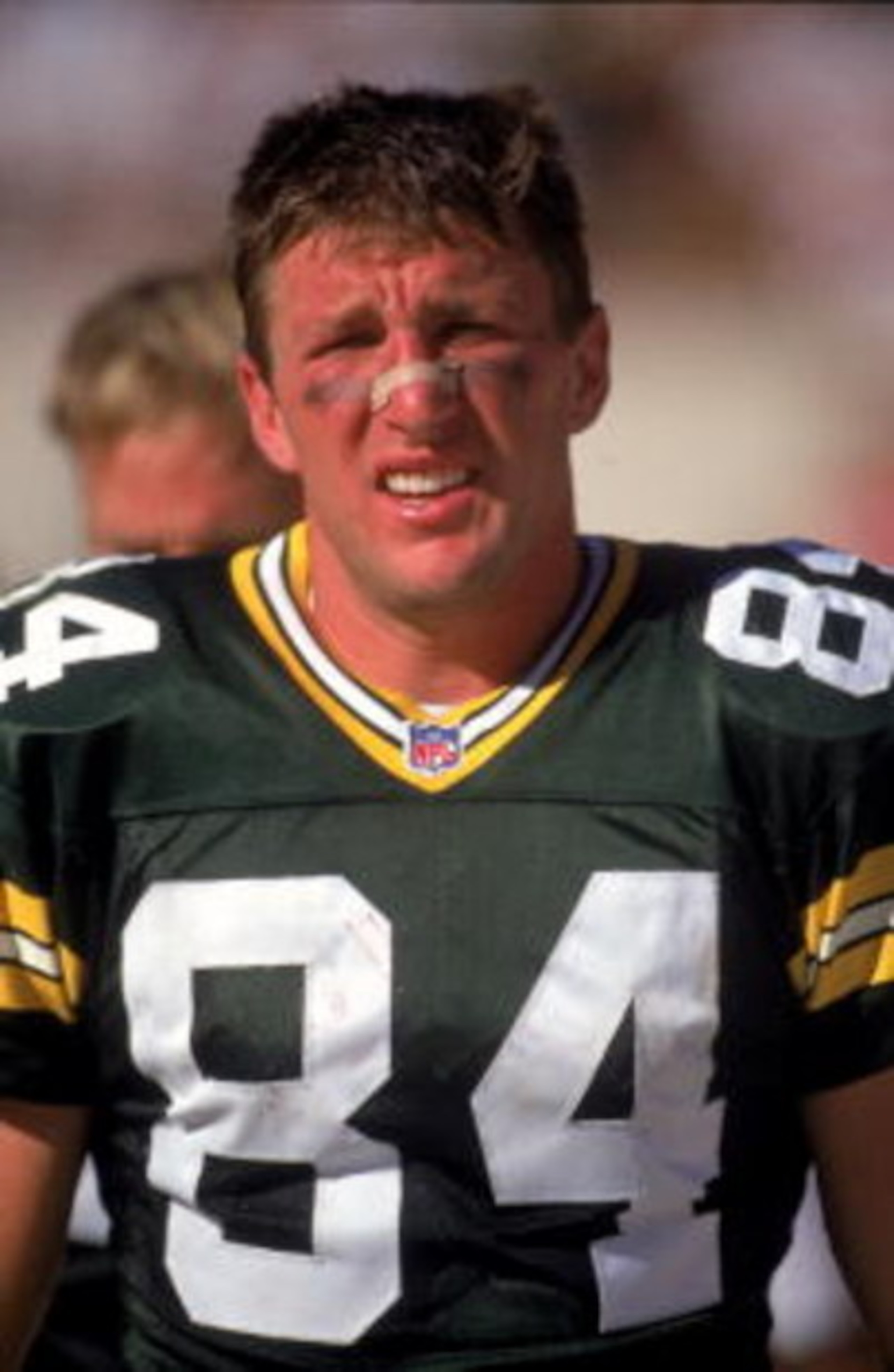 24 Sep 2000: Bill Schroeder #84 of the Green Bay Packers squints as he looks on during the game against the Arizona Cardinals at the Sun Devil Stadium in Tempe, Arizona. The Packers defeated the Cardinals 29-3.Mandatory Credit: Harry How  /Allsport