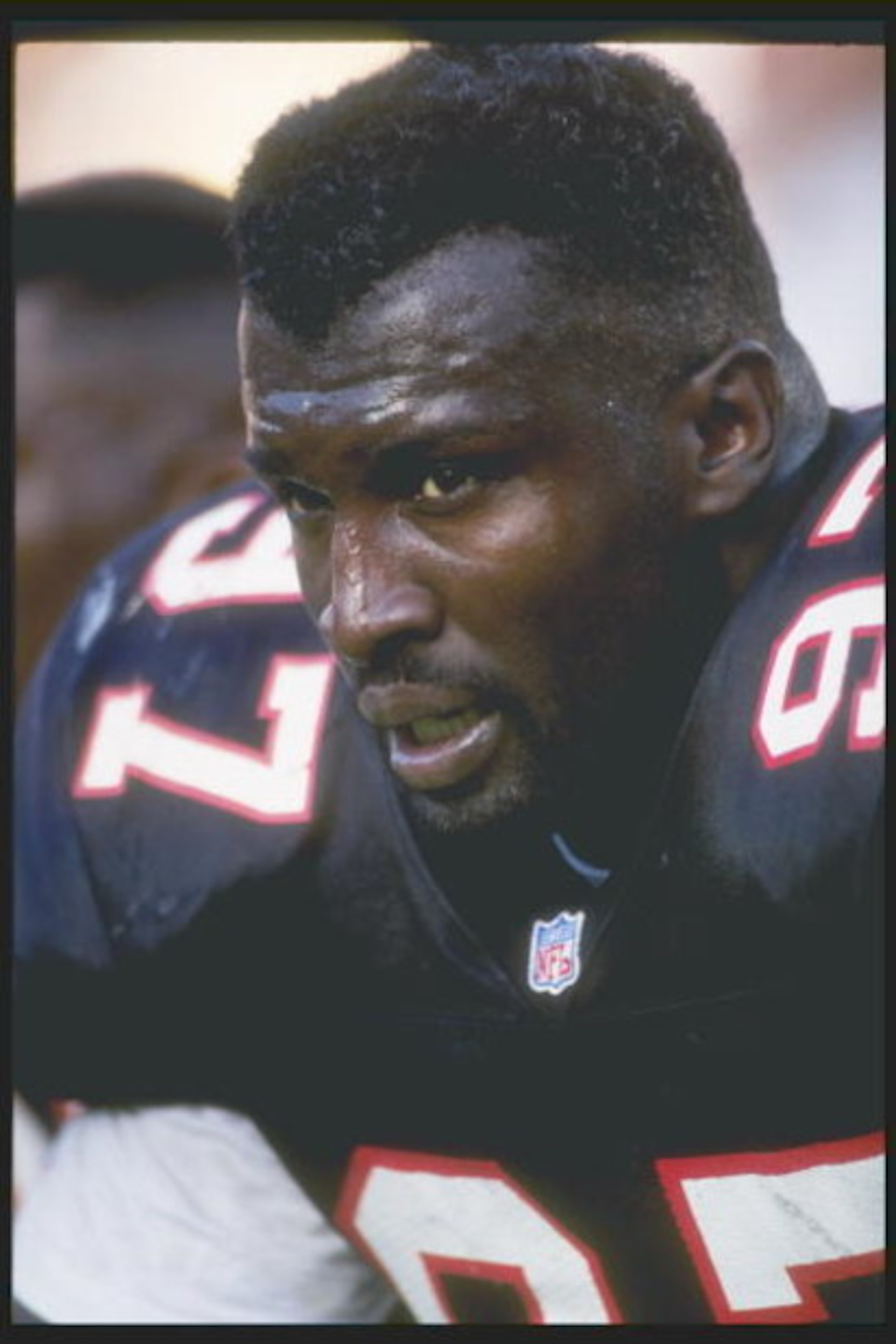 14 Nov 1993: Defensive lineman Jumpy Geathers of the Atlanta Falcons looks on during a game against the Los Angeles Rams. The Falcons won the game, 13-0.