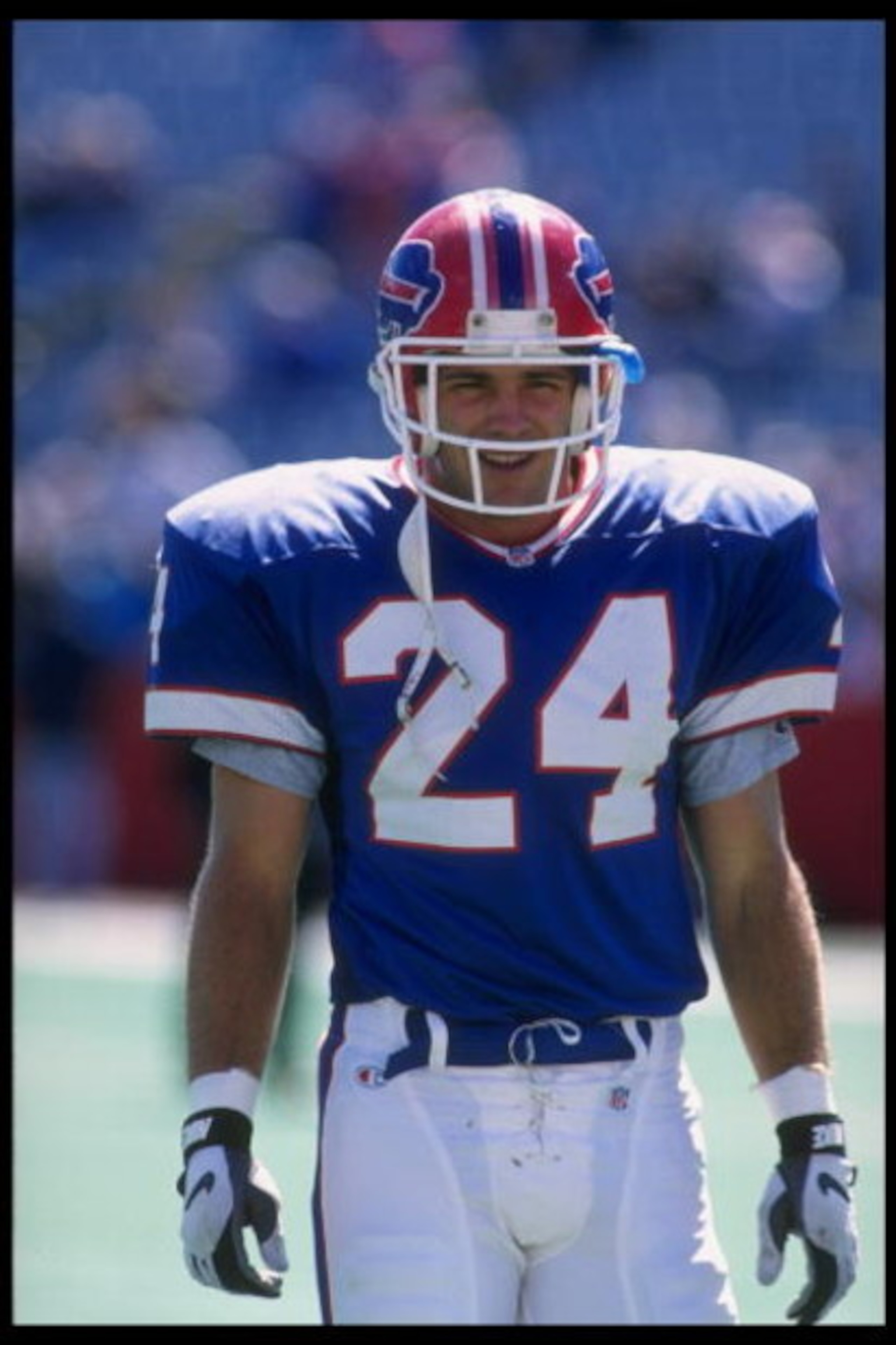10 Sep 1995: Defensive back Kurt Schulz #24 of the Buffalo Bills looks on during a game against the Carolina Panthers played at Rich Stadium in Orchard Park, New York. The Bills won the game, 31-9.