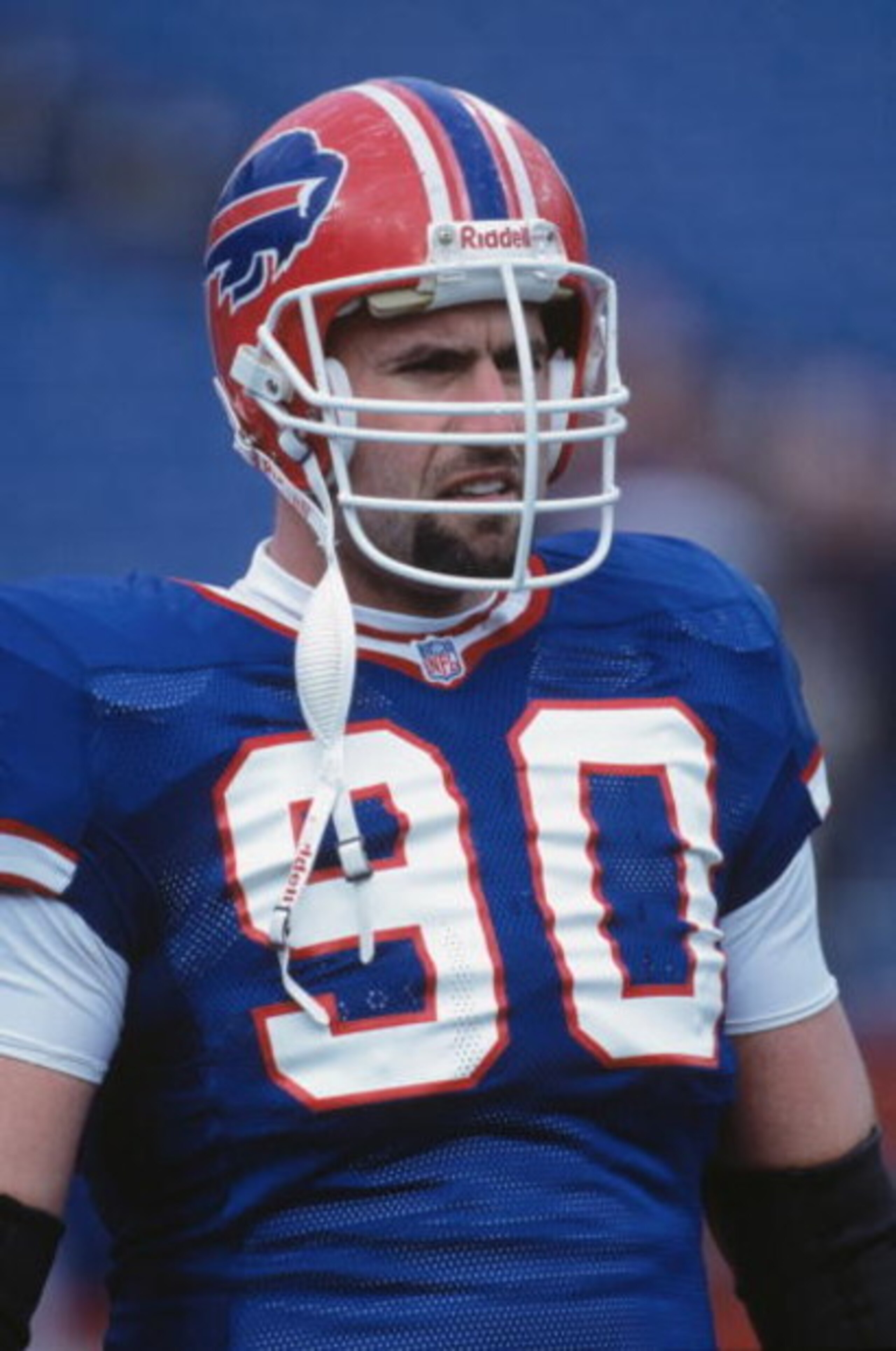 9 Dec 2001:  This is a close up of defensive end Phil Hansen #90 of the Buffalo Bills. The picture was taken during the NFL game against the Carolina Panthers at Ralph Wilson Statium in Orchard Park, New York.  The Bills defeated the Panthers 25-24.   Man