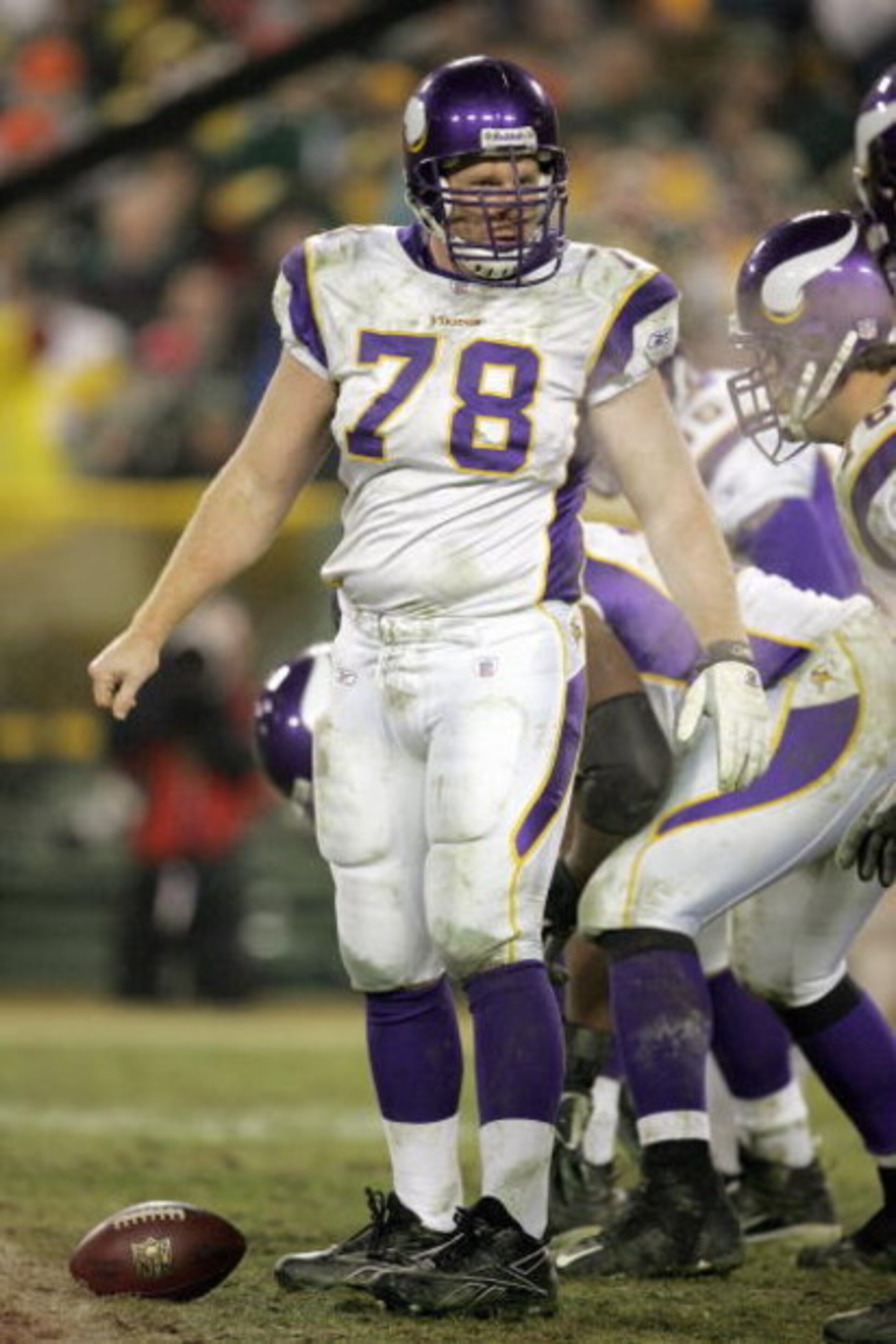 GREEN BAY, WI - DECEMBER 21: Matt Birk #78 of the Minnesota Vikings looks on the field during the game against the Green Bay Packers on December 21, 2006 at Lambeau Field in Green Bay, Wisconsin. The Packers defeated the Vikings 9-7. (Photo by Jonathan Da