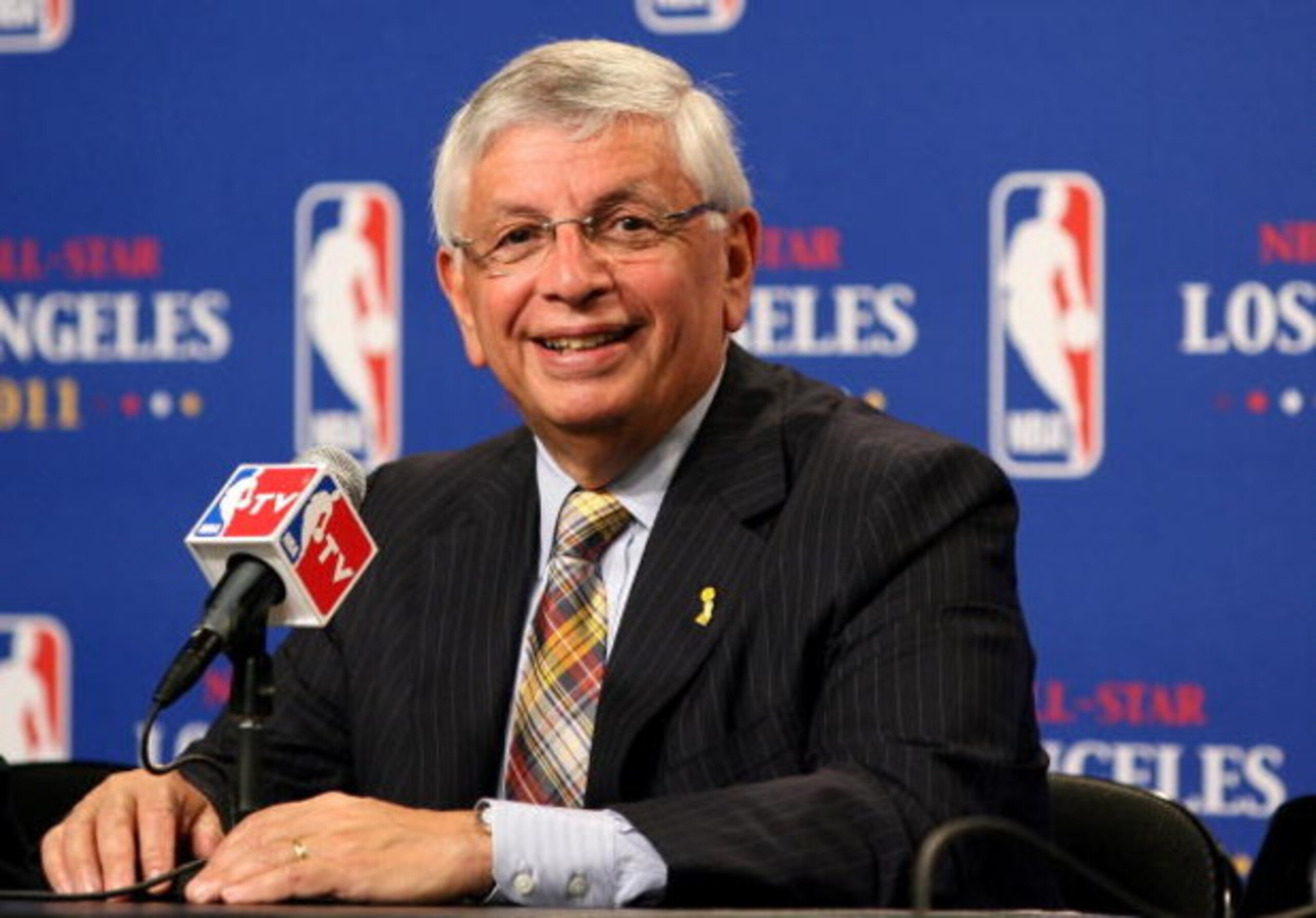 LOS ANGELES, CA - JUNE 07:  NBA commissioner David Sternn smiles during a news conference to announce Los Angeles as the host of the 2011 NBA All-Star Game before the start of Game Two of the 2009 NBA Finals between the Los Angeles Lakers and the Orlando 