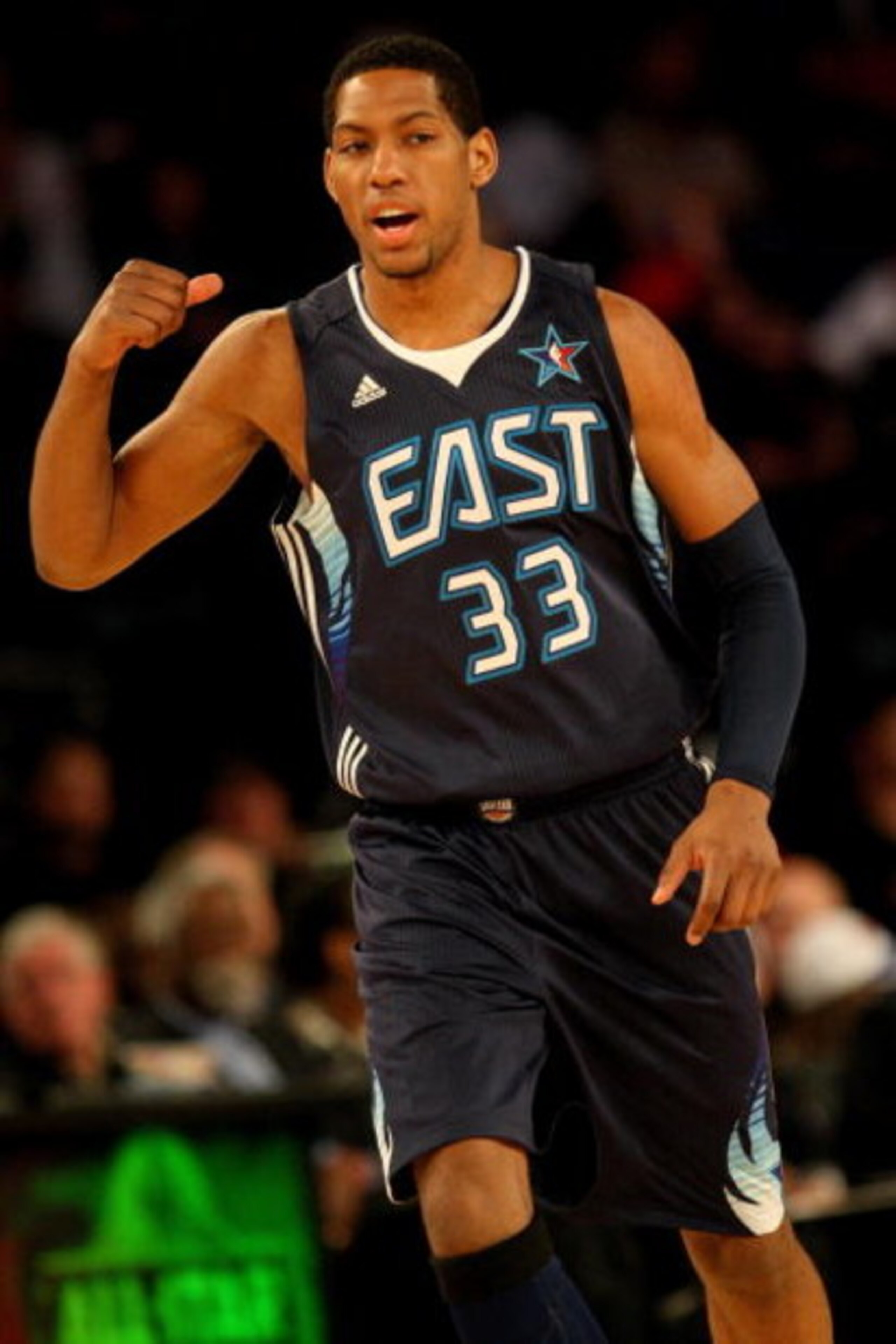 PHOENIX - FEBRUARY 15:  Danny Granger #33 of the Eastern Conference celebrates a play during the 58th NBA All-Star Game, part of 2009 NBA All-Star Weekend at US Airways Center on February 15, 2009 in Phoenix, Arizona.  NOTE TO USER: User expressly acknowl