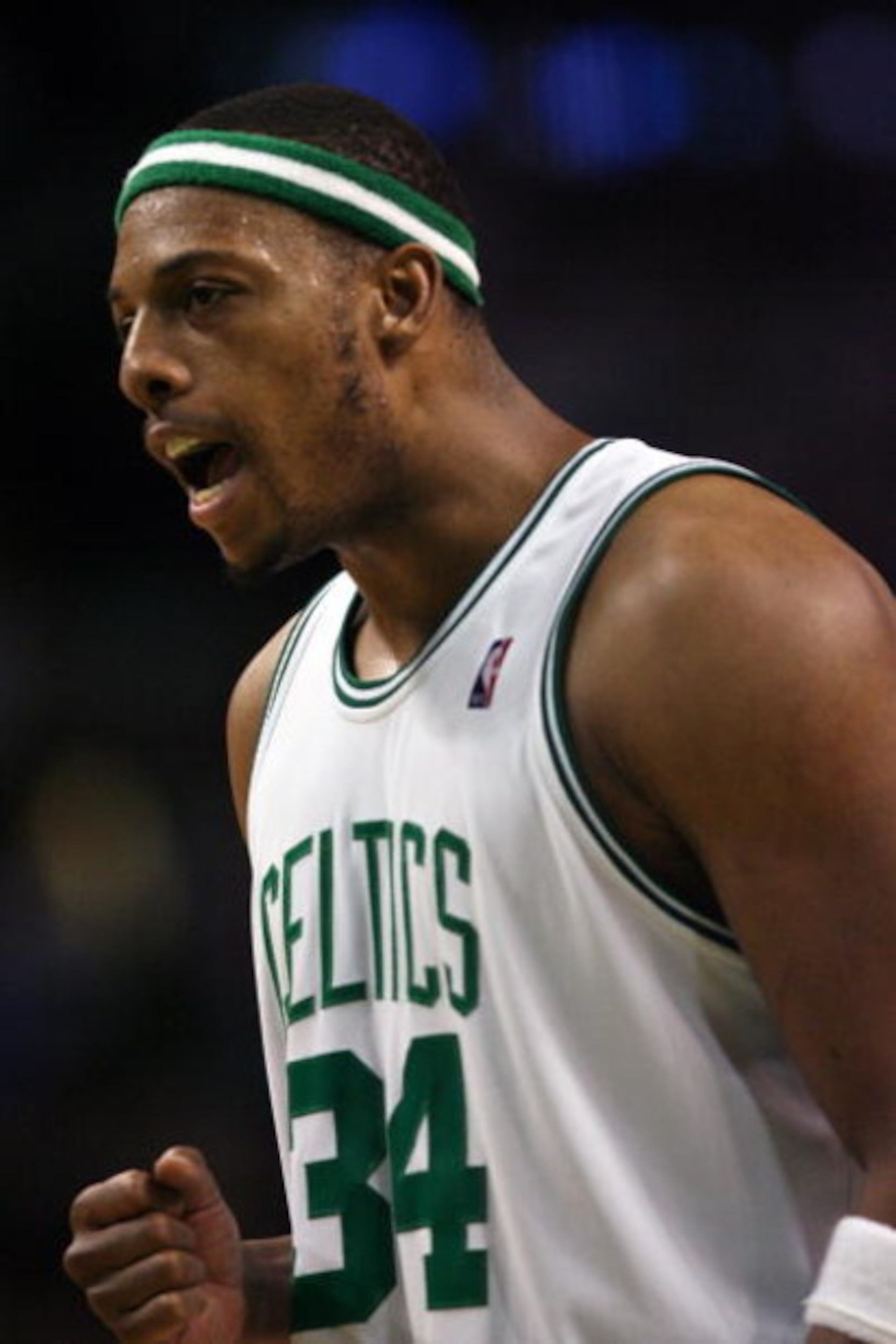 BOSTON - MAY 12:  Paul Pierce #34 of the Boston Celtics celebrates the win over the Orlando Magic in Game Five of the Eastern Conference Semifinals during the 2009 NBA Playoffs at TD Banknorth Garden May 12, 2009 in Boston, Massachusetts. The Celtics defe