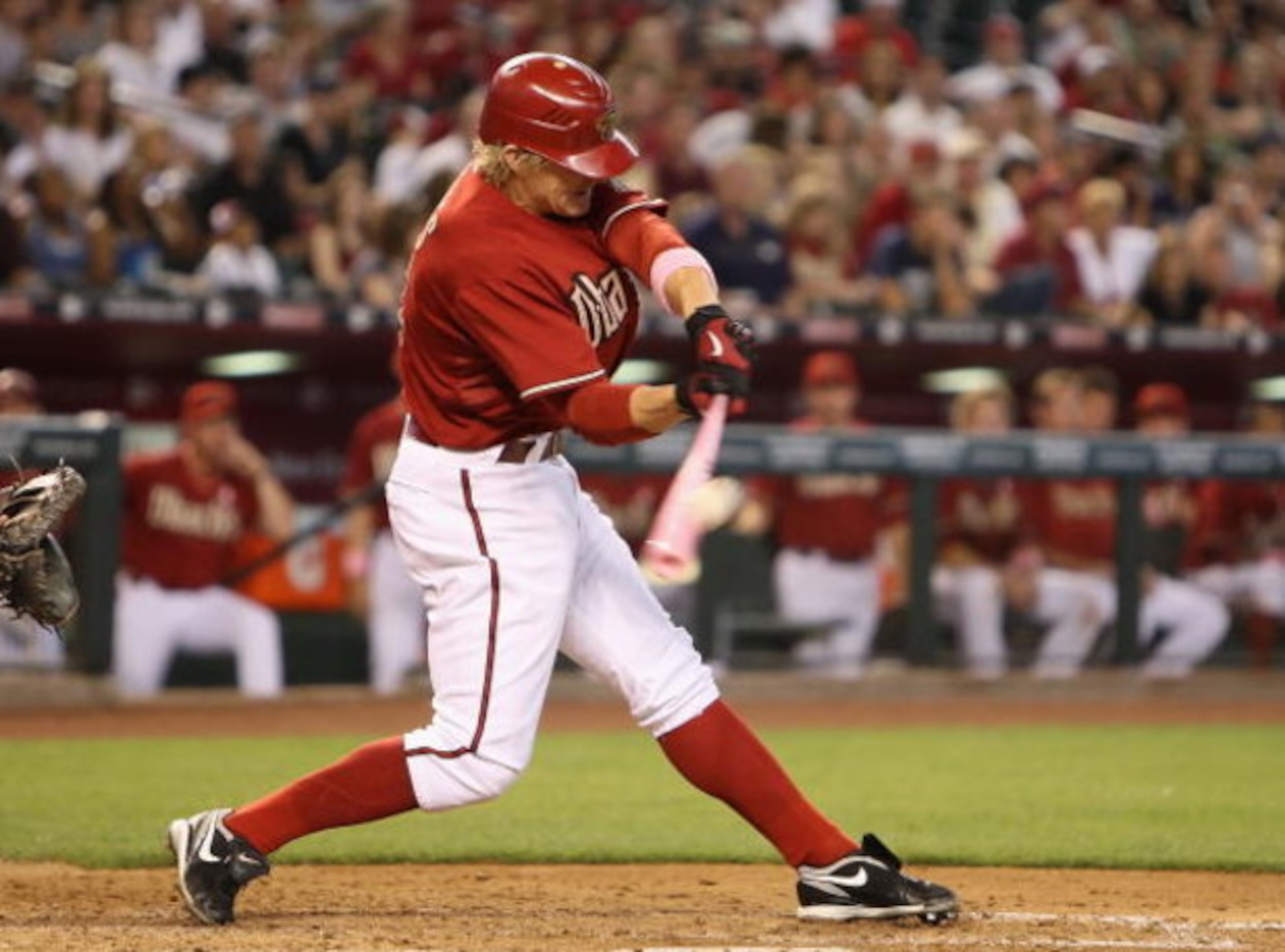PHOENIX - MAY 10: Eric Byrnes #22 of the Arizona Diamondbacks hits a RBI double against the Washington Nationals during the third inning of the major league baseball game at Chase Field on May 10, 2009 in Phoenix, Arizona. (Photo by Christian Petersen/G PHOENIX - MAY 10: Eric Byrnes #22 of the Arizona Diamondbacks hits a RBI double against the Washington Nationals during the third inning of the major league baseball game at Chase Field on May 10, 2009 in Phoenix, Arizona. (Photo by Christian Petersen/G