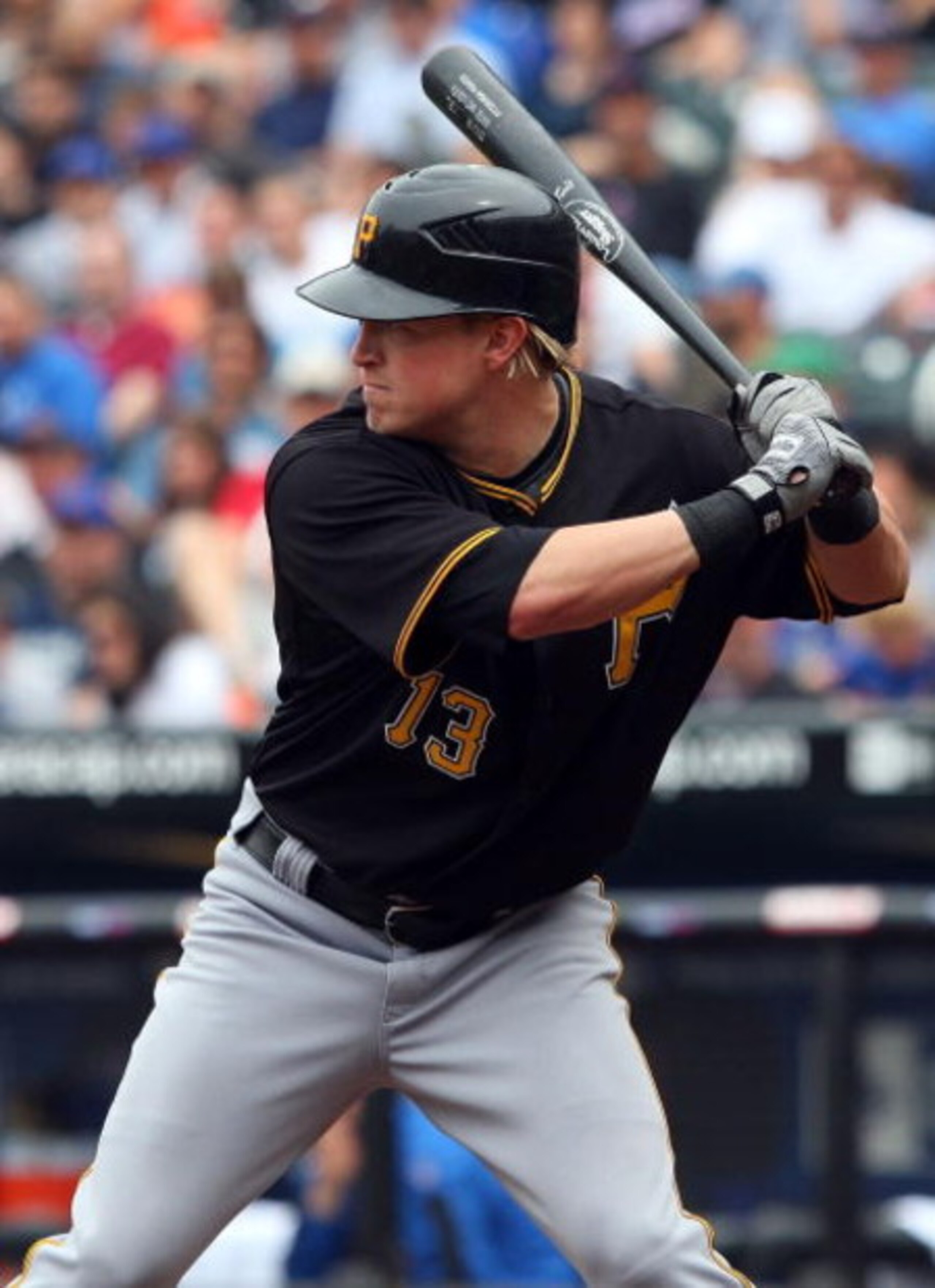 NEW YORK - MAY 09: Nate McLouth #13 of the Pittsburgh Pirates bats against the New York Mets on May 9, 2009 at Citi Field in the Flushing neighborhood of the Queens borough of New York City. The Mets defeated the Pirates 10-1. (Photo by Jim McIsaac/Gett NEW YORK - MAY 09: Nate McLouth #13 of the Pittsburgh Pirates bats against the New York Mets on May 9, 2009 at Citi Field in the Flushing neighborhood of the Queens borough of New York City. The Mets defeated the Pirates 10-1. (Photo by Jim McIsaac/Gett