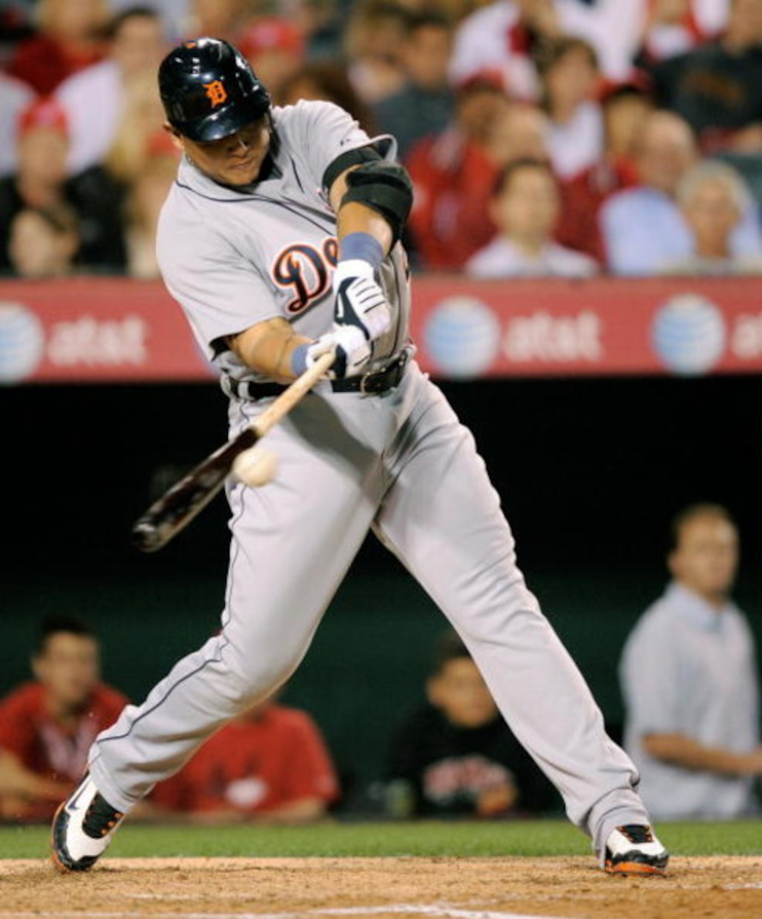 ANAHEIM, CA - APRIL 22: Miguel Cabrera #24 of the Detroit Tigers hits a single against the Los Angeles Angels of Anaheim during the third inning of the baseball game at Angel Stadium on April 22, 2009 in Anaheim, California. (Photo by Kevork Djansezian/ ANAHEIM, CA - APRIL 22: Miguel Cabrera #24 of the Detroit Tigers hits a single against the Los Angeles Angels of Anaheim during the third inning of the baseball game at Angel Stadium on April 22, 2009 in Anaheim, California. (Photo by Kevork Djansezian/