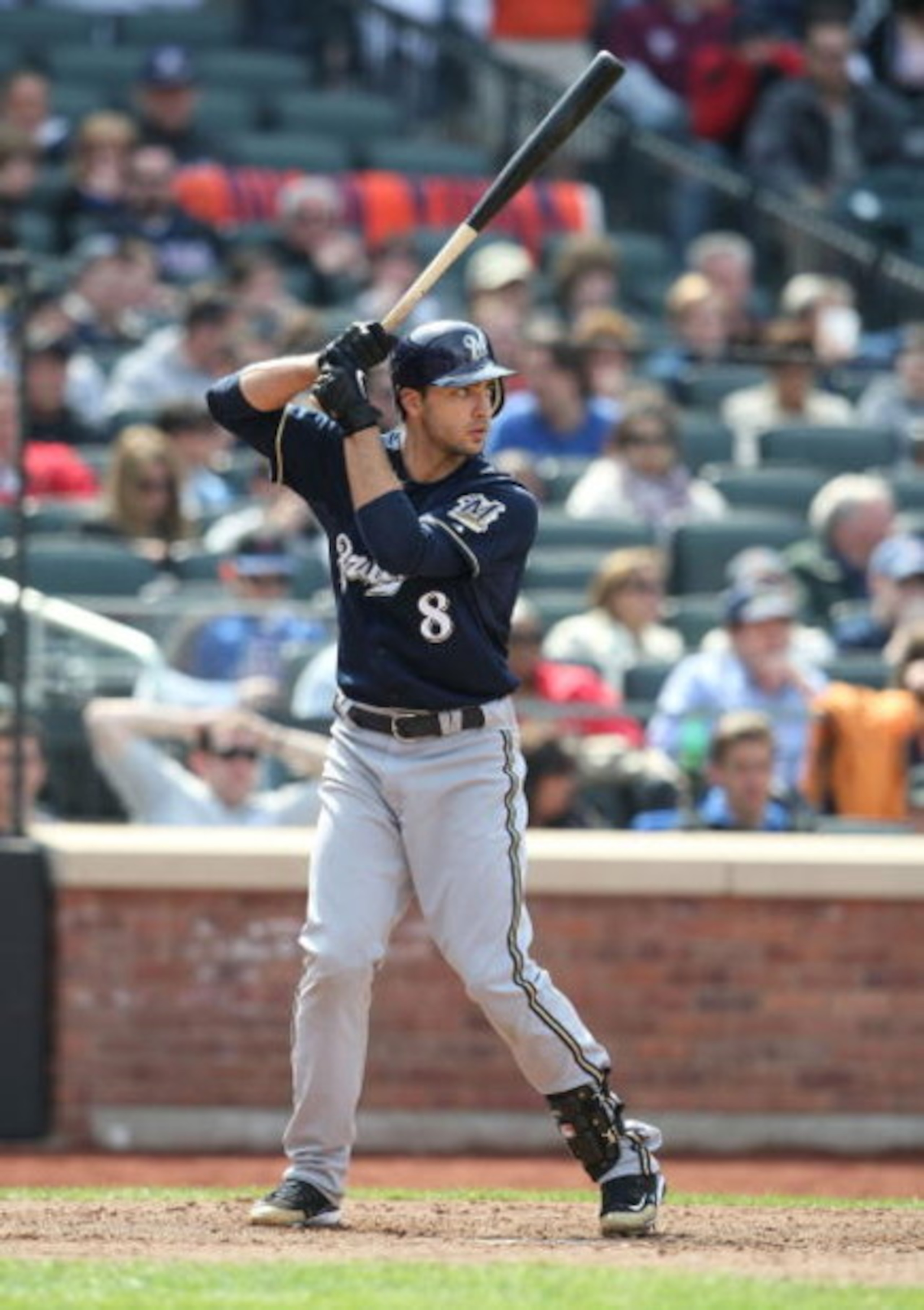 NEW YORK - APRIL 19: Ryan Braun #8 of the Milwaukee Brewers at bat against the New York Mets at Citi Field on April 19, 2009 in the Flushing neighborhood of the Queens borough of New York City. (Photo by Nick Laham/Getty Images) NEW YORK - APRIL 19: Ryan Braun #8 of the Milwaukee Brewers at bat against the New York Mets at Citi Field on April 19, 2009 in the Flushing neighborhood of the Queens borough of New York City. (Photo by Nick Laham/Getty Images)