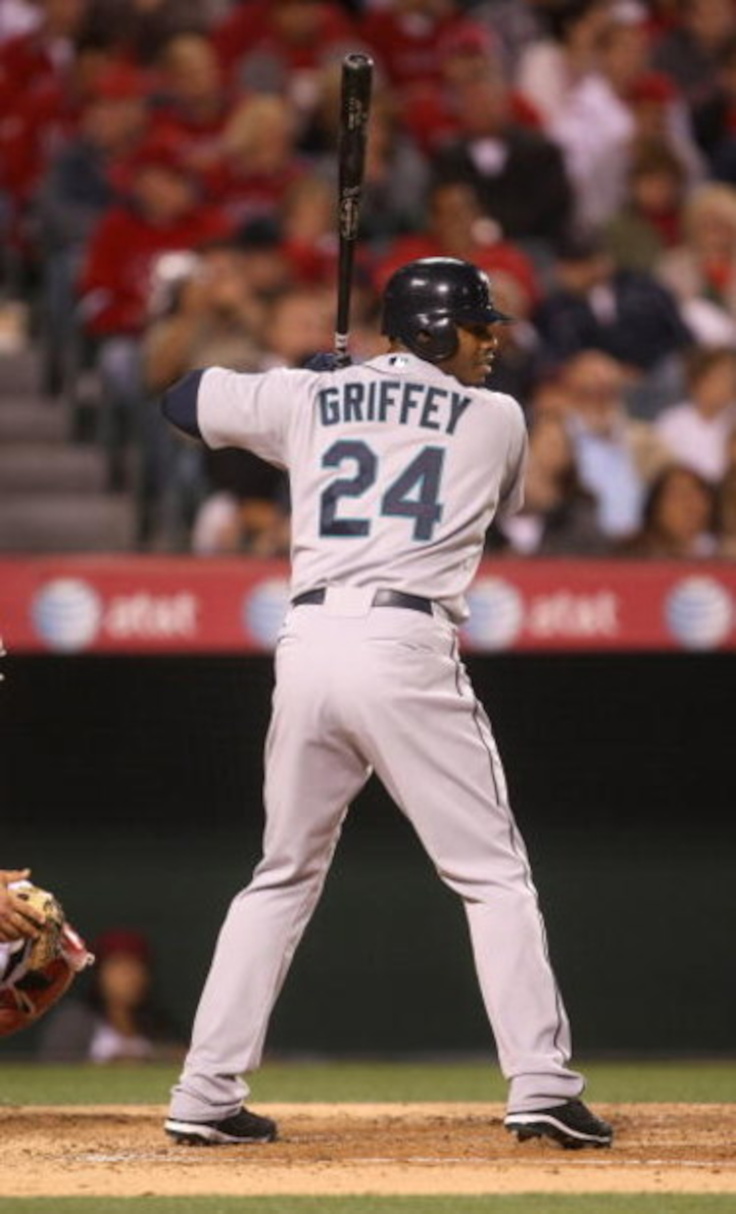 ANAHEIM, CA - APRIL 24: Ken Griffey Jr. #24 of the Seattle Mariners bats against the Los Angeles Angels of Anaheim on April 24, 2009 at Angel Stadium in Anaheim, California. The Mariners won 8-3. (Photo by Stephen Dunn/Getty Images) ANAHEIM, CA - APRIL 24: Ken Griffey Jr. #24 of the Seattle Mariners bats against the Los Angeles Angels of Anaheim on April 24, 2009 at Angel Stadium in Anaheim, California. The Mariners won 8-3. (Photo by Stephen Dunn/Getty Images)