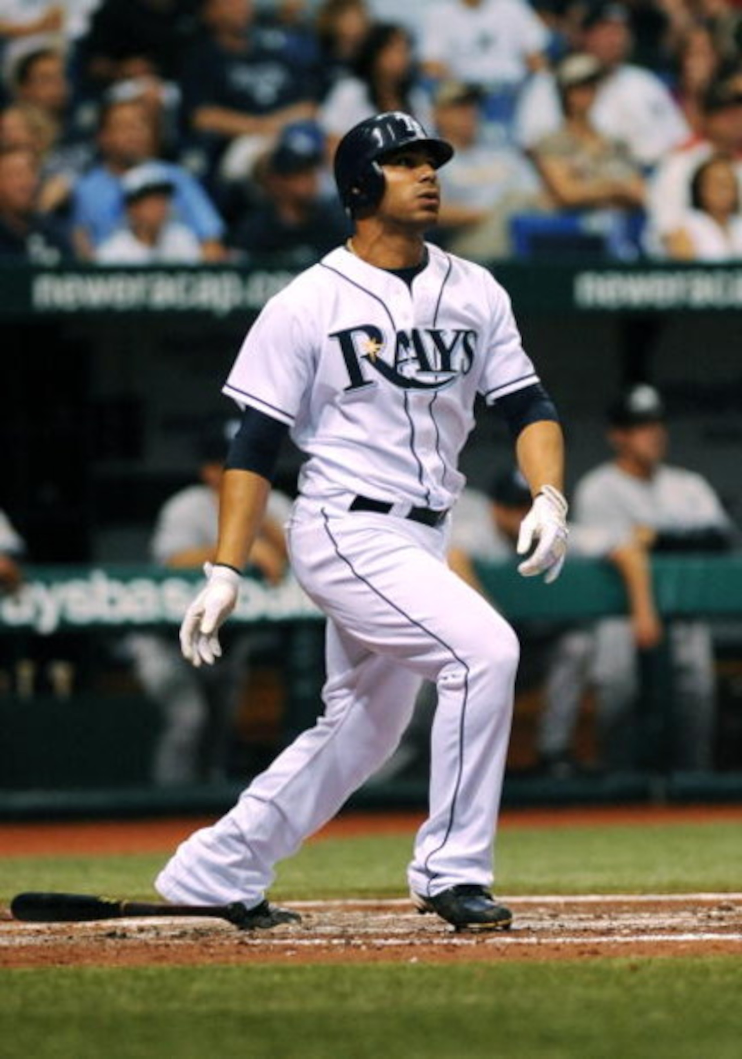 ST. PETERSBURG, FL - APRIL 15: Infielder Carlos Pena #23 of the Tampa Bay Rays homers against the New York Yankees at Tropicana Field on April 15, 2009 in St. Petersburg, Florida. (Photo by Al Messerschmidt/Getty Images) ST. PETERSBURG, FL - APRIL 15: Infielder Carlos Pena #23 of the Tampa Bay Rays homers against the New York Yankees at Tropicana Field on April 15, 2009 in St. Petersburg, Florida. (Photo by Al Messerschmidt/Getty Images)