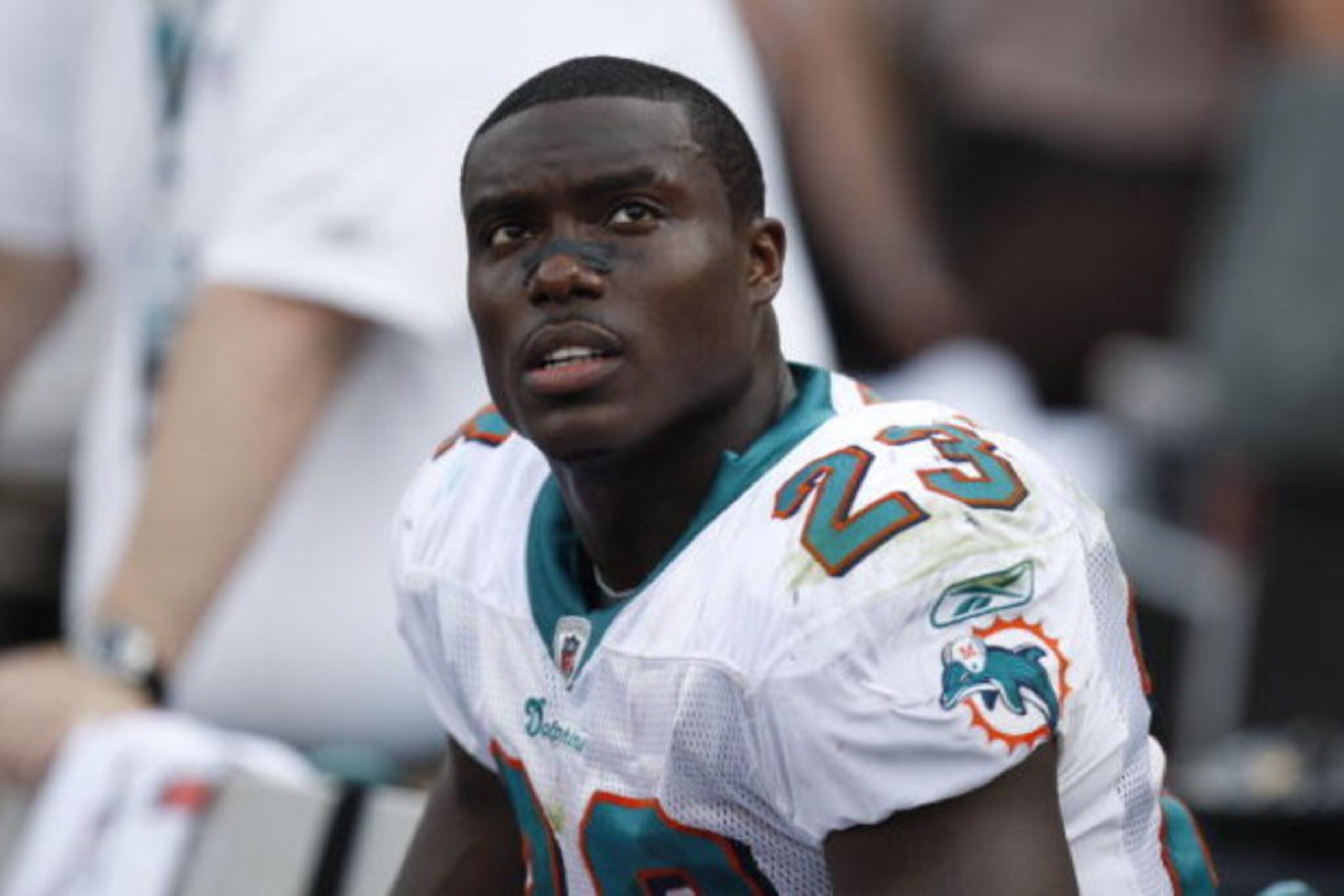 MIAMI - JANUARY 4:  Ronnie Brown #23 of the Miami Dolphins looks on during a AFC Wild Card playoff game against the Baltimore Ravens on January 4, 2009 at Dolphin Stadium in Miami, Florida. (Photo by Gregory Shamus/Getty Images)