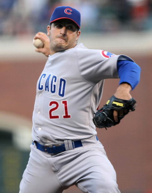 SAN FRANCISCO - JULY 1:  Jason Marquis #21 of the Chicago Cubs pitches against the San Francisco Giants during a Major League Baseball game at AT&T Park July 1, 2008 in San Francisco, California.  (Photo by Jed Jacobsohn/Getty Images)
