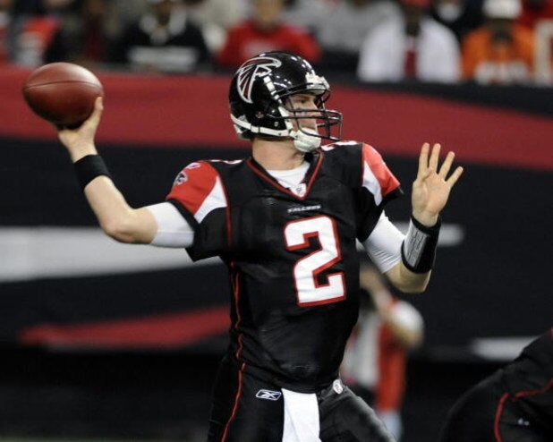ATLANTA - DECEMBER 14: Quarterback Matt Ryan #2 of the Atlanta Falcons sets to pass against the Tampa Bay Buccaneers at the Georgia Dome on December 14, 2008 in Atlanta, Georgia.  (Photo by Al Messerschmidt/Getty Images)