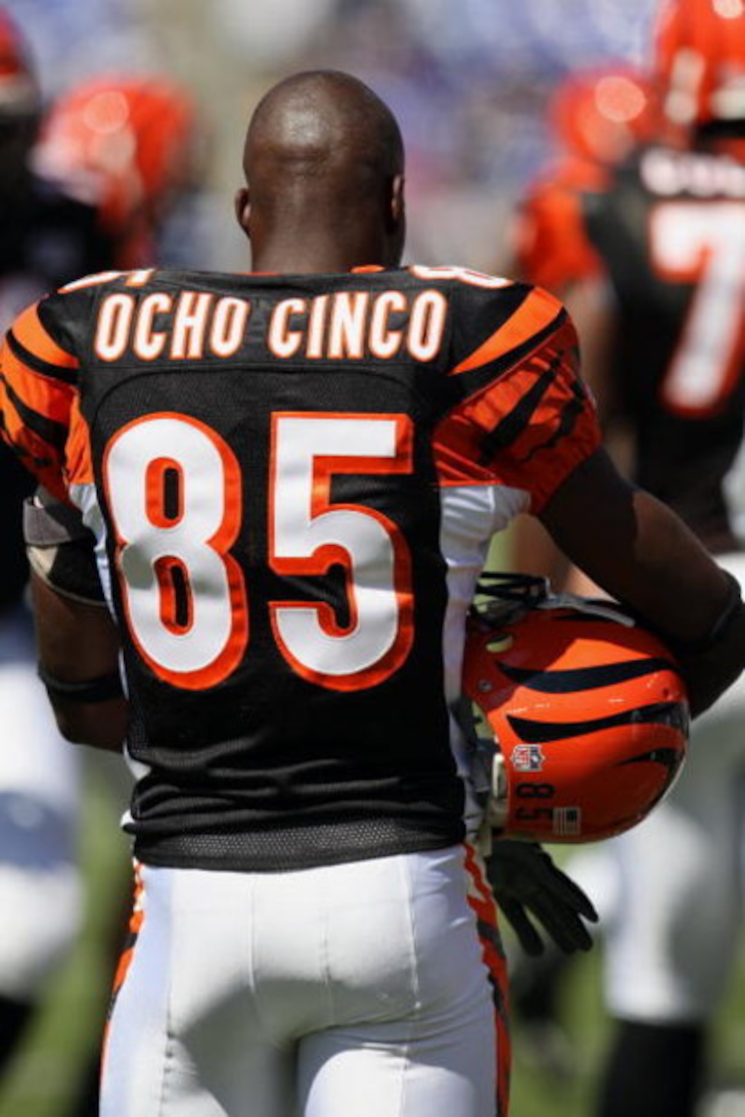 BALTIMORE - SEPTEMBER 7: Wide receiver Chad Johnson #85 of the Cincinnati Bengals stands on the field prior to game against the Baltimore Ravens at M&T Bank Stadium on September 7, 2008 in Baltimore, Maryland. The Ravens won 17-10. (Photo by Ned Dishman/G
