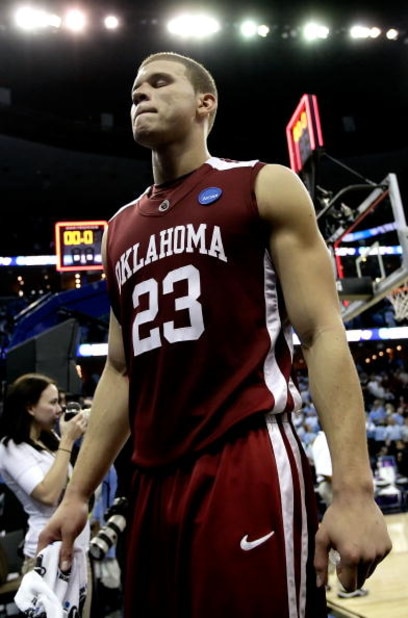 MEMPHIS, TN - MARCH 29:  Blake Griffin #23 of the Oklahoma Sooners walks off the court after losing to the North Carolina Tar Heels during the NCAA Men's Basketball Tournament South Regional Final at the FedExForum on March 29, 2009 in Memphis, Tennessee.