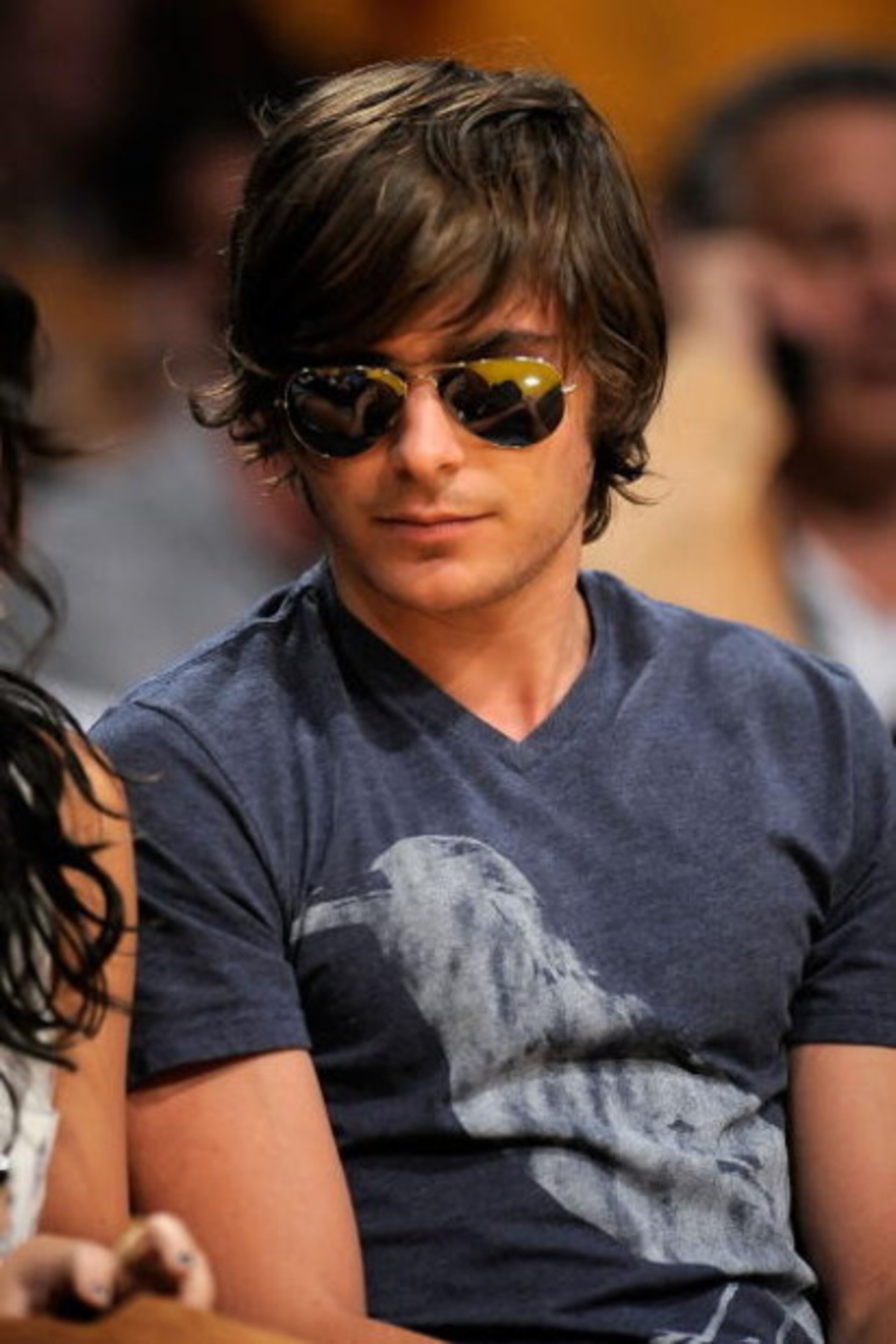 LOS ANGELES, CA - APRIL 19:  Actor Zac Efron sits courtside during the Los Angeles Lakers and Utah Jazz Game One of the Western Conference Quarterfinals during the 2009 NBA Playoffs at Staples Center on April 19, 2009 in Los Angeles, California. NOTE TO U