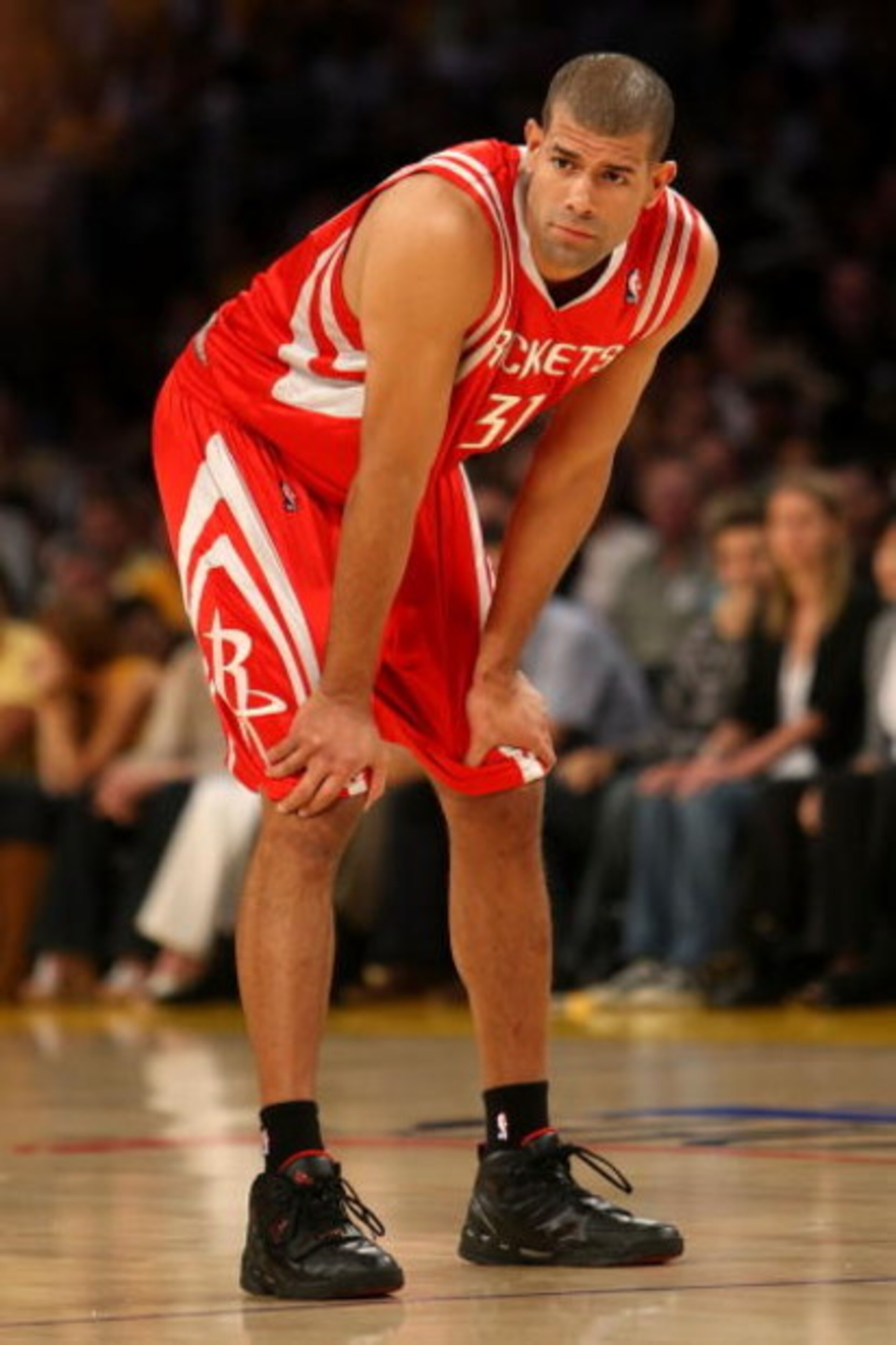 LOS ANGELES, CA - MAY 17:  Shane Battier #31 of the Houston Rockets looks on in the first quarter against the Los Angeles Lakers in Game Seven of the Western Conference Semifinals during the 2009 NBA Playoffs at Staples Center on May 17, 2009 in Los Angel