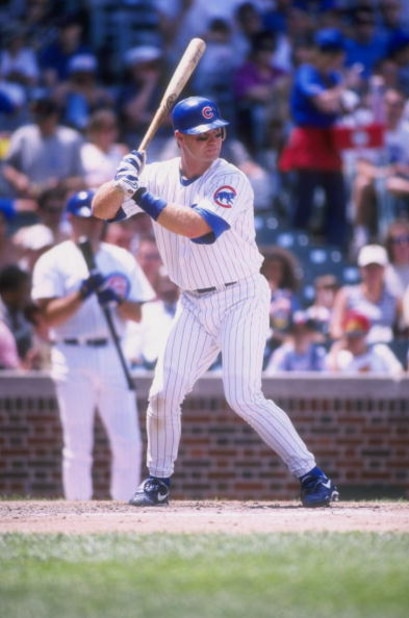 2 Jun 1998:  Scott Servais #9 of the Chicago Cubs in action during a game against the Florida Marlins at Wrigley Field in Chicago, Illinois. The Cubs defeated the Marlins 2-1. Mandatory Credit: Jonathan Daniel  /Allsport
