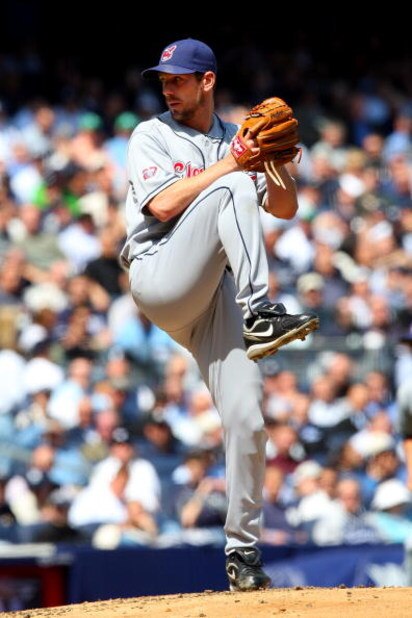 NEW YORK - APRIL 16:  Cliff Lee #31 of the Cleveland Indians pitches against the New York Yankees during opening day at the new Yankee Stadium on April 16, 2009 in the Bronx borough of New York City. This is the first regular season MLB game being played 