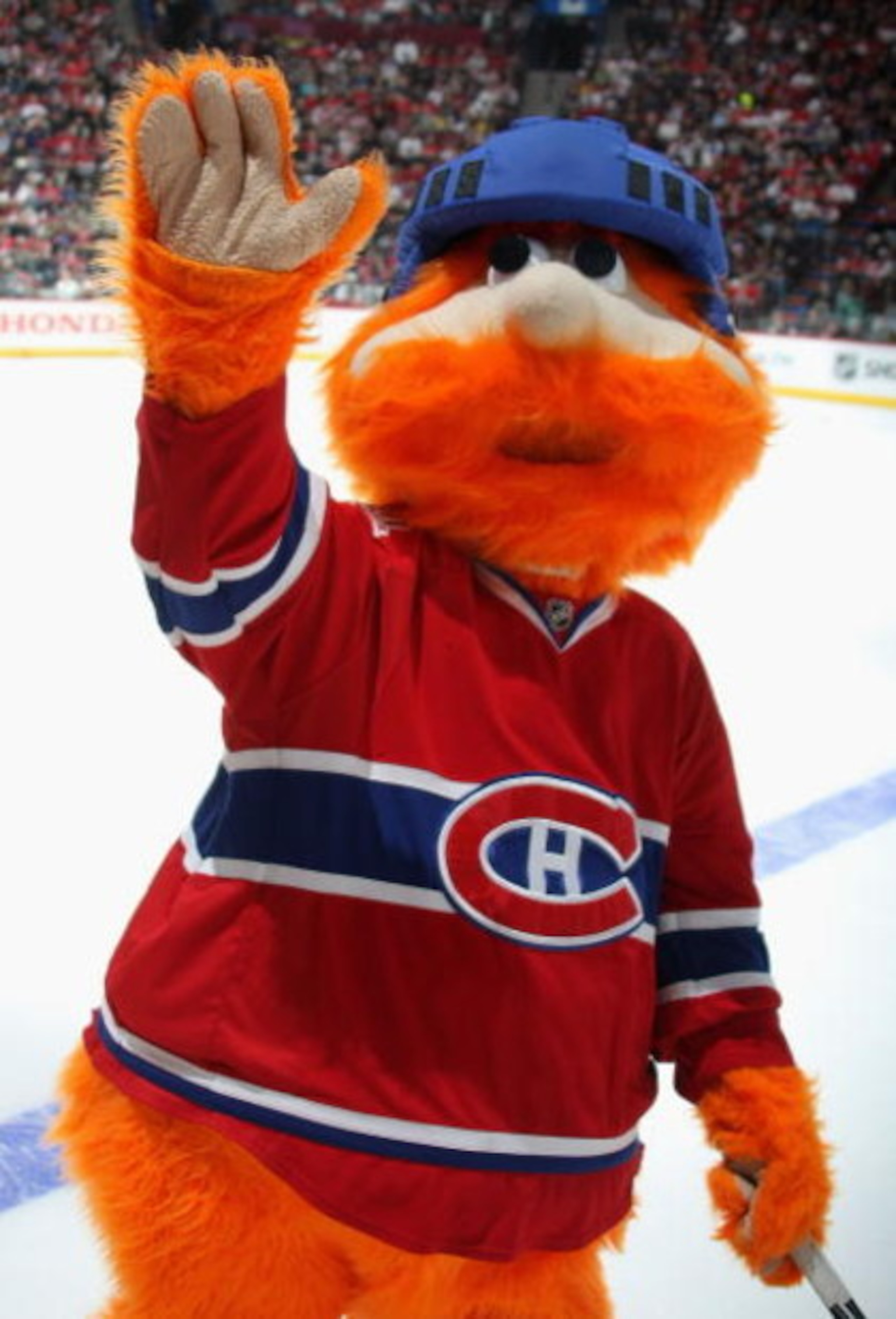 MONTREAL - JANUARY 24:  Montreal Canadiens mascot, Youppi skates on the ice during the McDonalds/NHL All-Star open practice as part of the 2009 NHL All-Star weekend on Jaunary 24, 2009 at the Bell Centre in Montreal, Canada.  (Photo by Dave Sandford/Getty