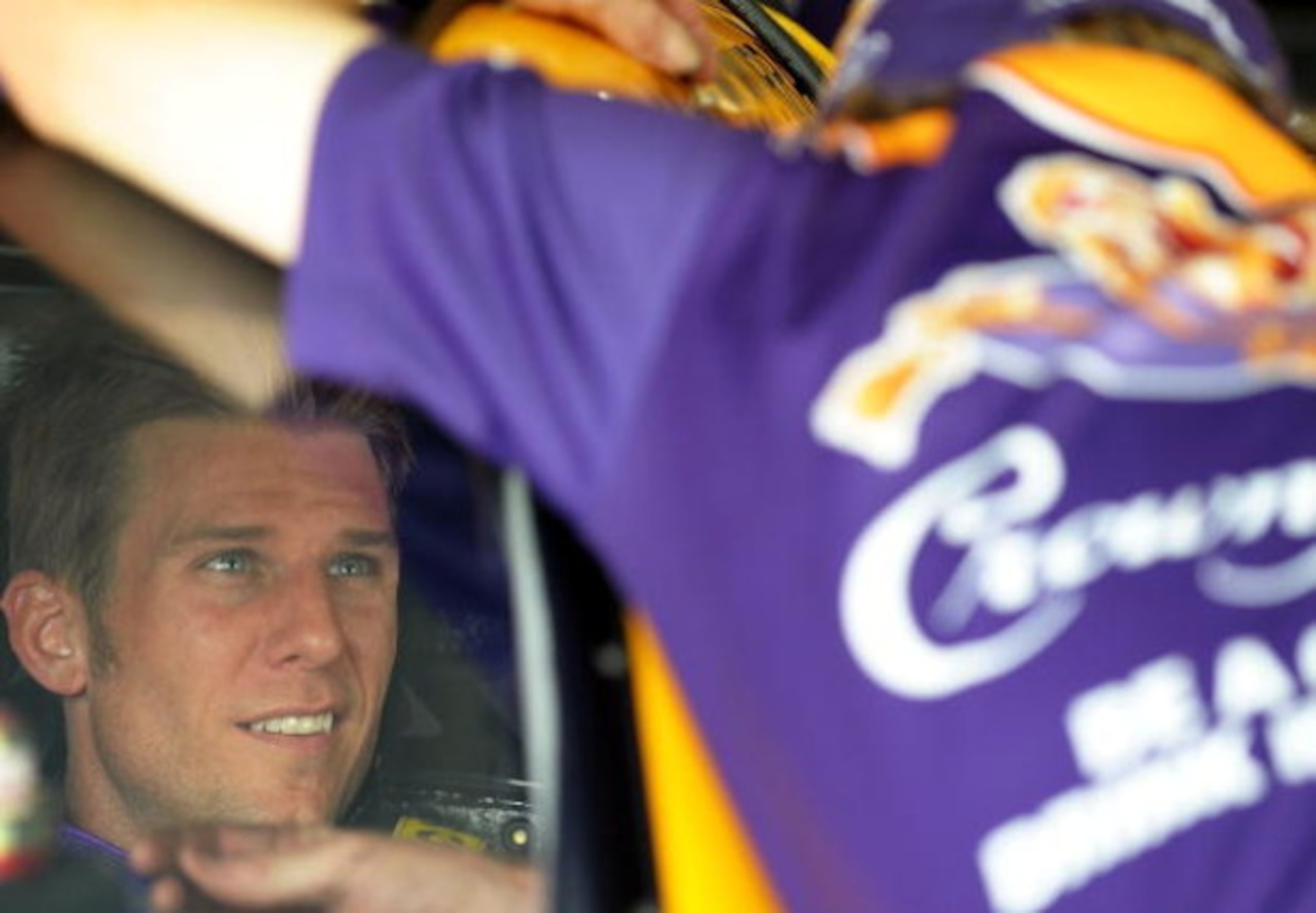 CONCORD, NC - MAY 15:  Jamie McMurray, driver of the #26 Crown Royal Ford, sits in his car during practice for the NASCAR Sprint All-Star Race on May 15, 2009 at Lowe's Motor Speedway in Concord, North Carolina.  (Photo by Drew Hallowell/Getty Images for 