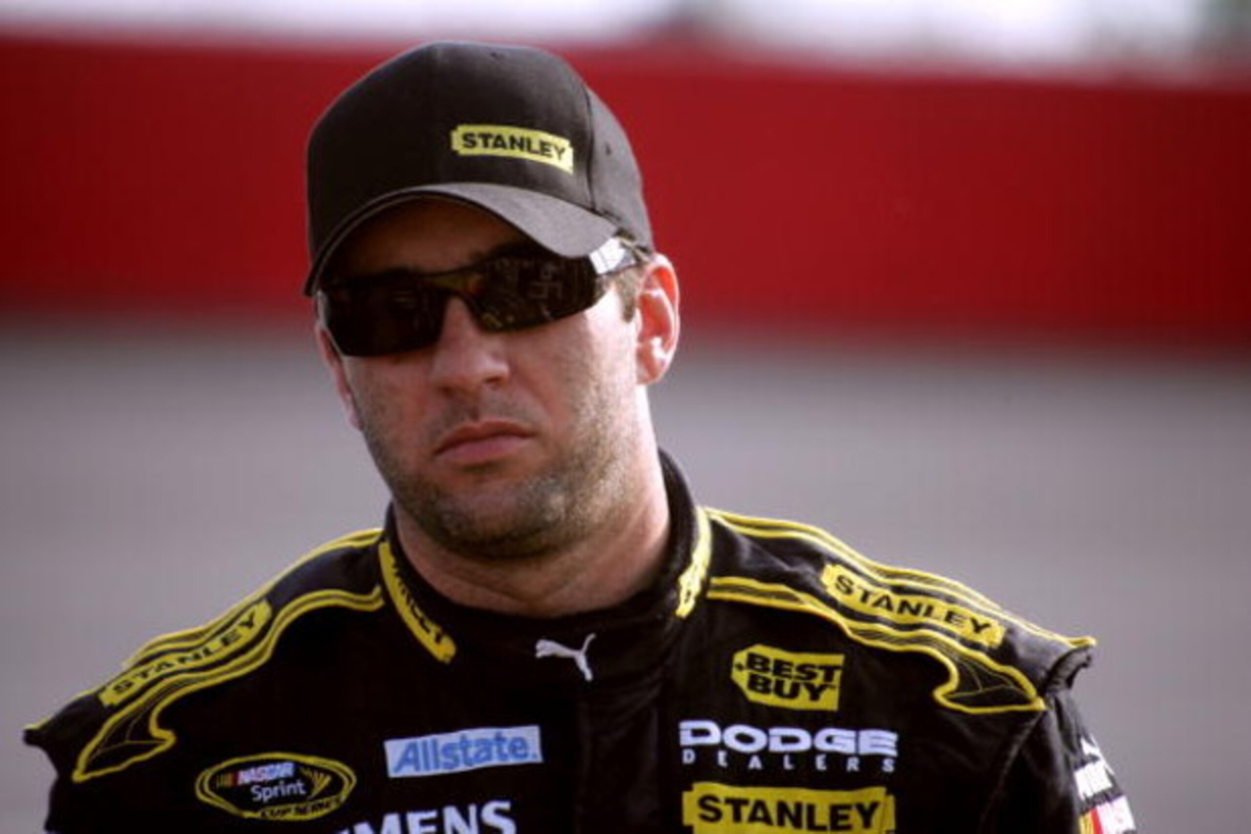 DARLINGTON, SC - MAY 08:  Elliott Sadler, driver of the #19 Stanley Tools Dodge, stands on the grid during qualifying for the NASCAR Sprint Cup Series Southern 500 on May 8, 2009 at Darlington Raceway in Darlington, South Carolina.  (Photo by Jerry Markla