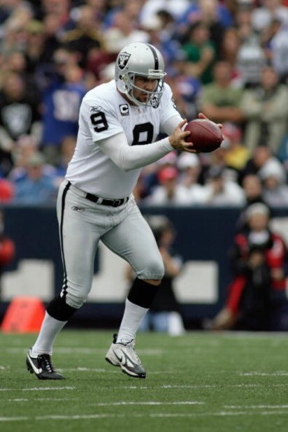 ORCHARD PARK, NY - SEPTEMBER 21:  Shane Lechler #9 of the Oakland Raiders punts during the game against the Buffalo Bills on September 21, 2008 at Ralph Wilson Stadium in Orchard Park, New York. (Photo by Rick Stewart/Getty Images)