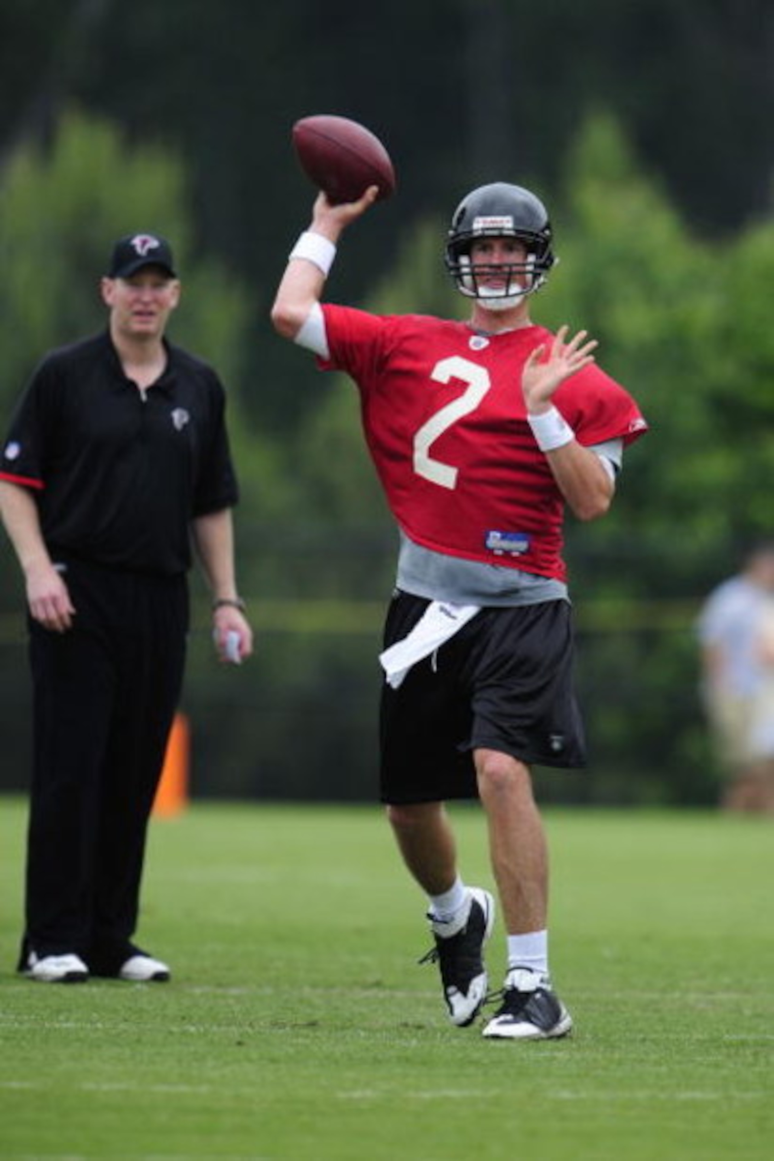 FLOWERY BRANCH, GA - MAY 9: Quarterback Matt Ryan #2 of the Atlanta Falcons attempts a pass during minicamp at the Falcons Complex on May 9, 2009 in Flowery Branch, Georgia. (Paul Abell/Getty Images)