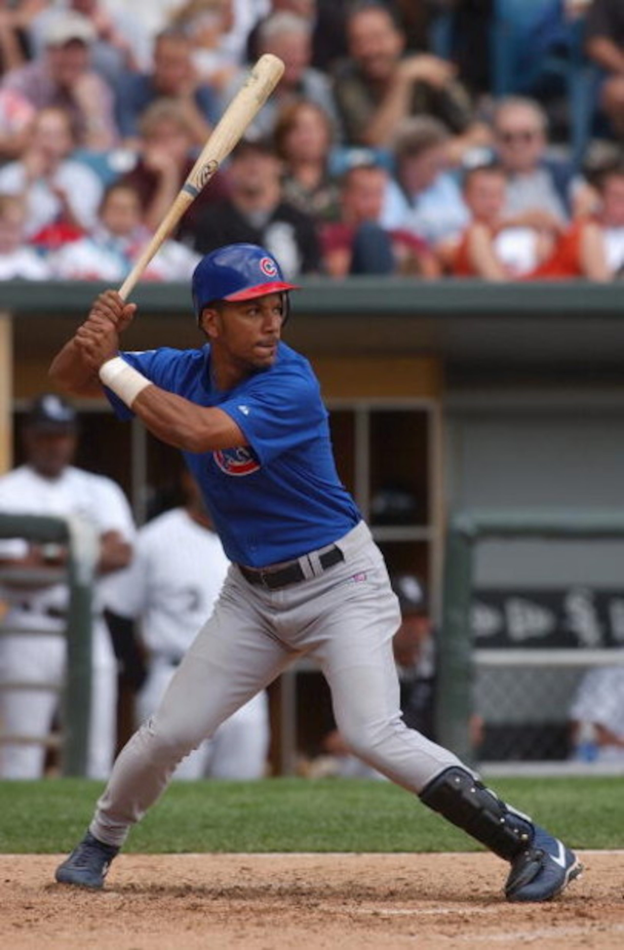 CHICAGO - JUNE 26:  Moises Alou #10 of the Chicago Chicago Cubs bats during a game against the White Sox on June 26, 2004 at U.S. Cellular Field in Chicago, Illinois. The White Sox defeated the Cubs 6-3. (Photo by Jonathan Daniel/Getty Images)