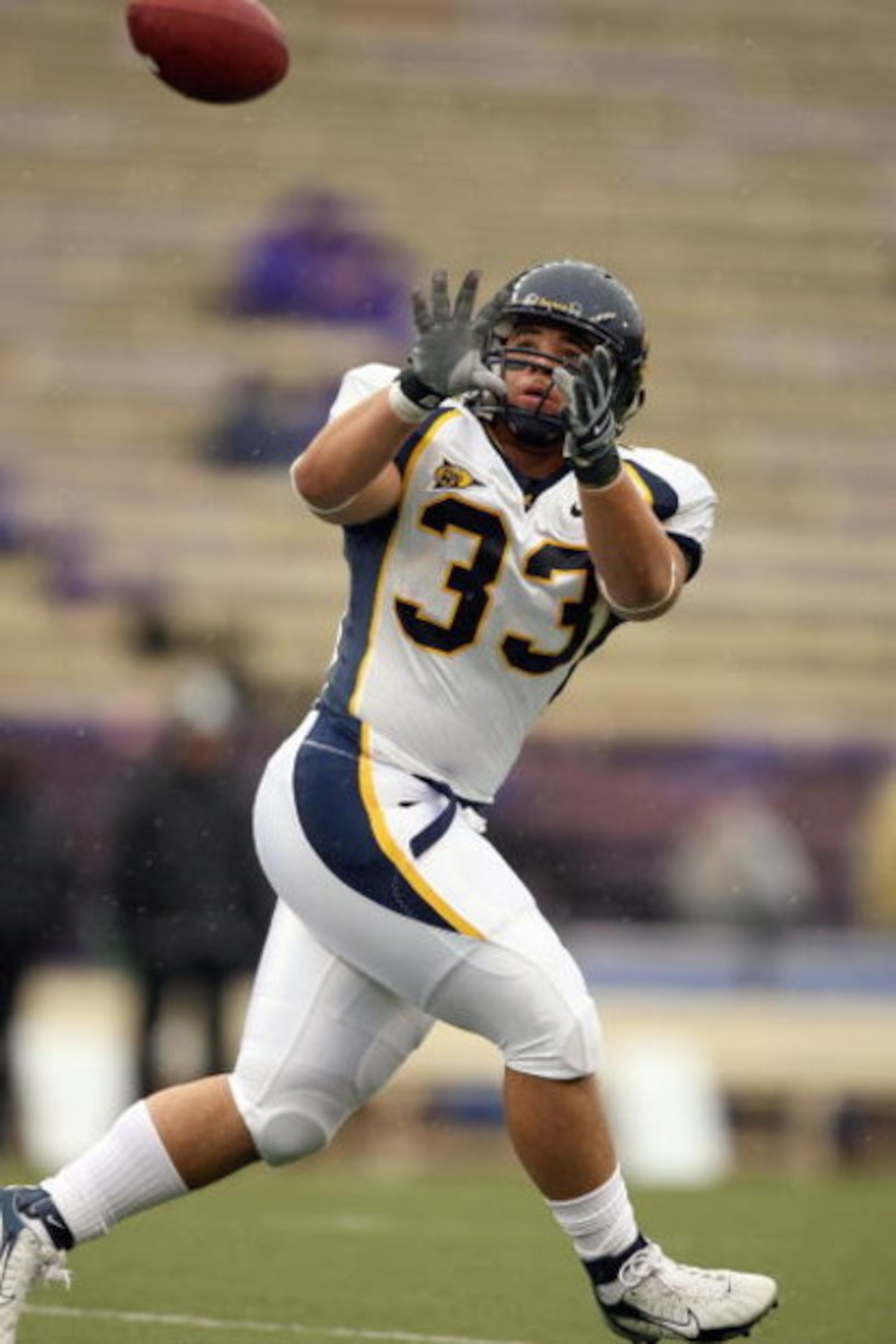 SEATTLE - NOVEMBER 17: Brian Holley #33 of the California Golden Bears looks to catch the ball during the game against the Washington Huskies at Husky Stadium November 17, 2007 in Seattle, Washington. (Photo by Otto Greule Jr/Getty Images)