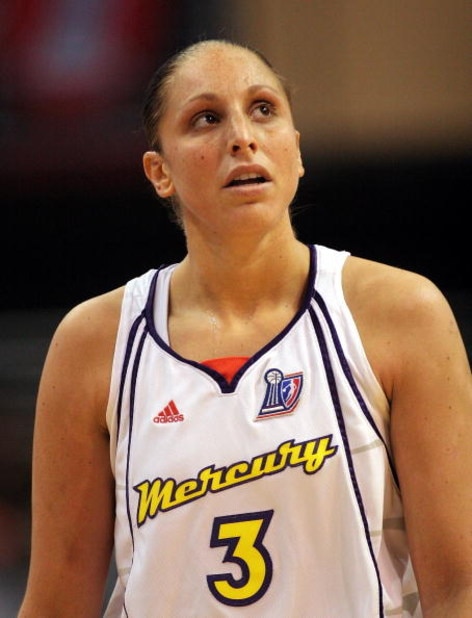 PHOENIX - SEPTEMBER 11:  Diana Taurasi #3 of the Phoenix Mercury stands on the court against the Detroit Shock in Game 3 of the WNBA Finals on September 11, 2007 at US Airways Center in Phoenix, Arizona.  Detroit won 88-83 to take a 2-1 lead in the series
