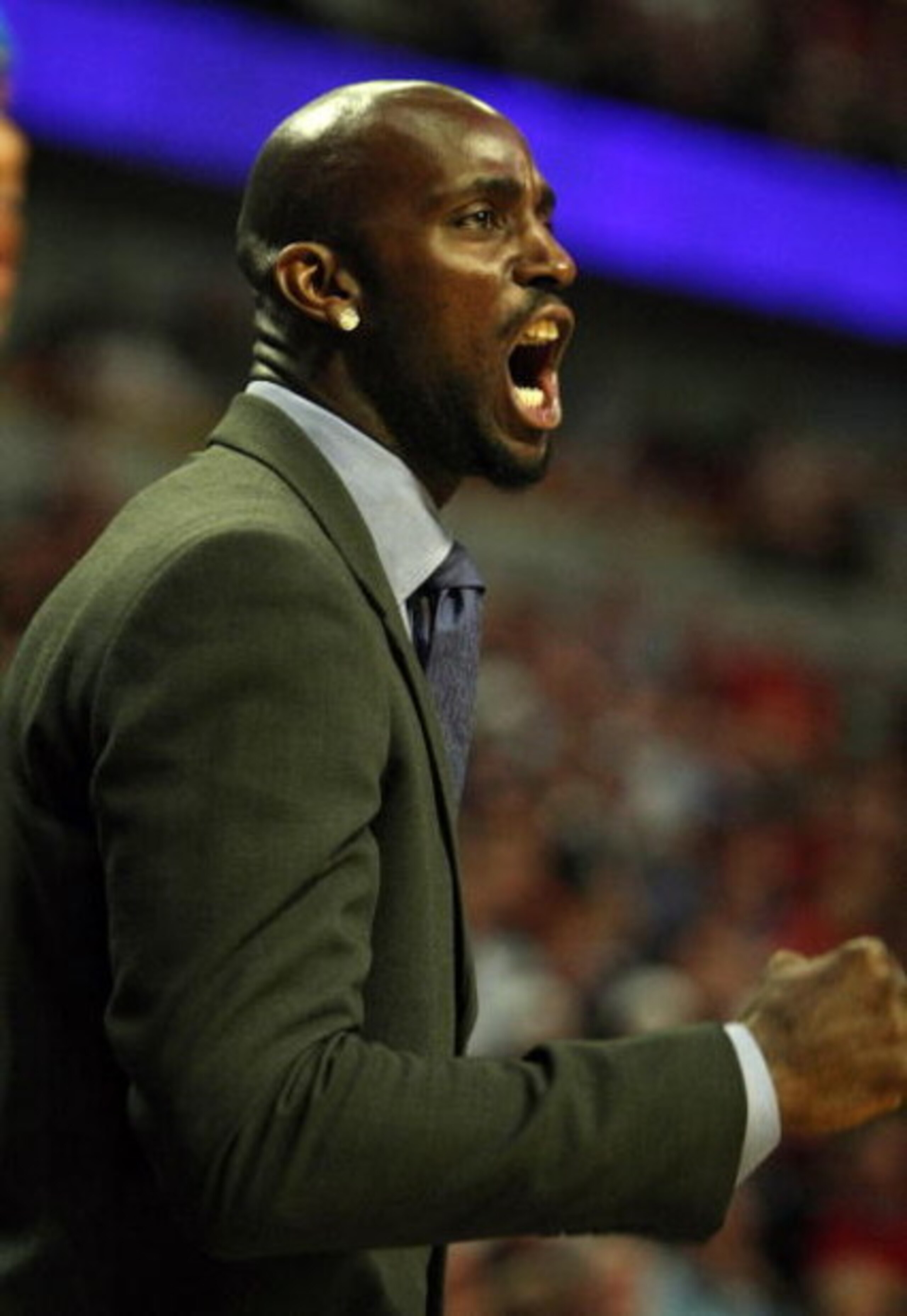 CHICAGO - APRIL 30: Kevin Garnett of the Boston Celtics cheers on his teammates in Game Six of the Eastern Conference Quarterfinals during the 2009 NBA Playoffs against the Chicago Bulls at the United Center on April 30, 2009 in Chicago, Illinois. The Bul
