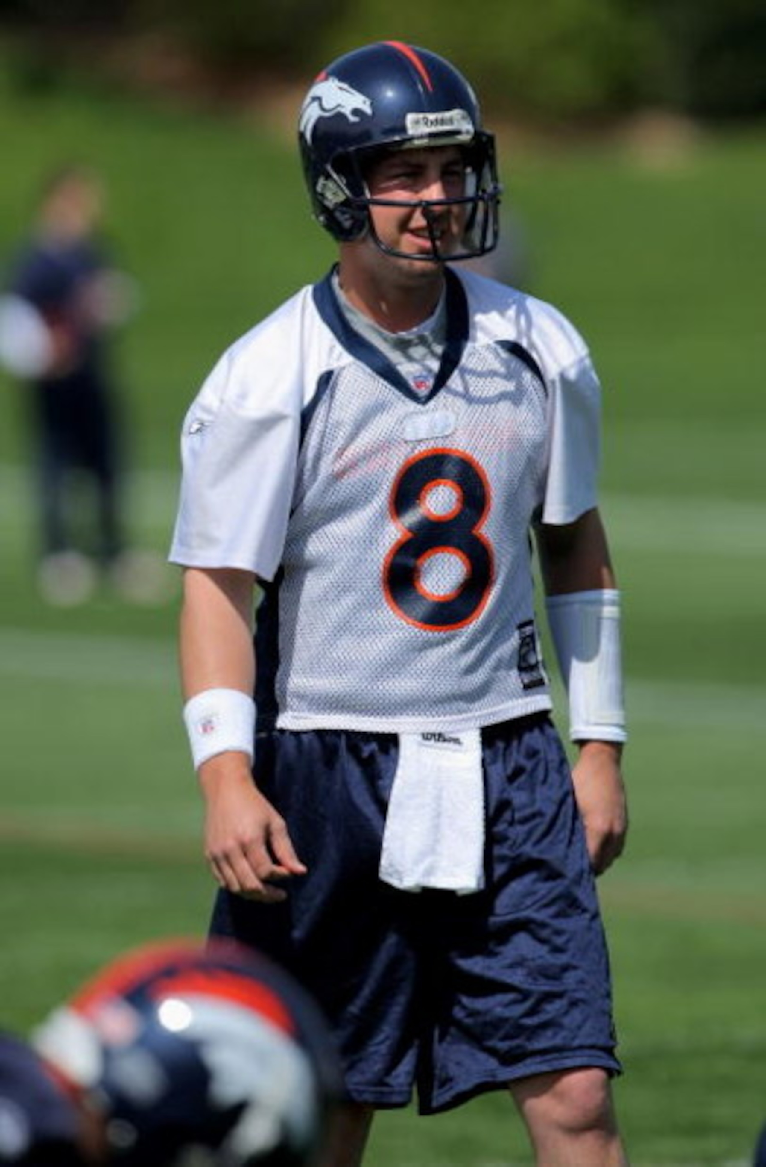 ENGLEWOOD, CO - MAY 03:  Quarterback Kyle Orton #8 particiaptes in practice during Denver Broncos Minicamp at the Broncos training facility on May 3, 2009 in Englewood, Colorado.  (Photo by Doug Pensinger/Getty Images)