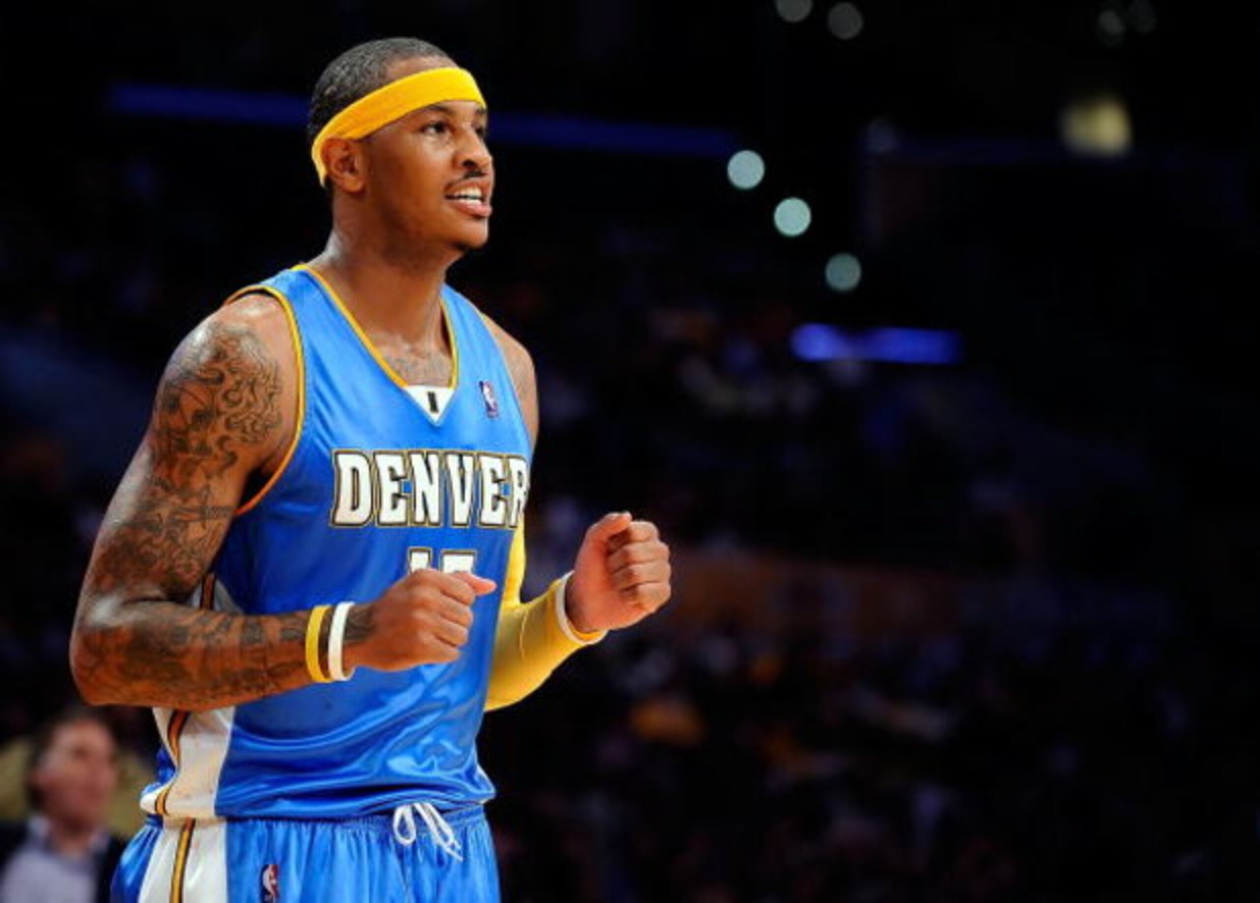 LOS ANGELES, CA - MAY 27:  Carmelo Anthony #15 of the Denver Nuggets reacts in the third quarter against the Los Angeles Lakers in Game Five of the Western Conference Finals during the 2009 NBA Playoffs at Staples Center on May 27, 2009 in Los Angeles, Ca