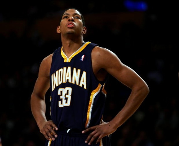 LOS ANGELES - DECEMBER 4:  Danny Granger #33 of the Indiana Pacers looks on during free throw against the Los Angeles Lakers on December 4, 2006 at Staples Center in Los Angeles, California. NOTE TO USER: User expressly acknowledges and agrees that, by do
