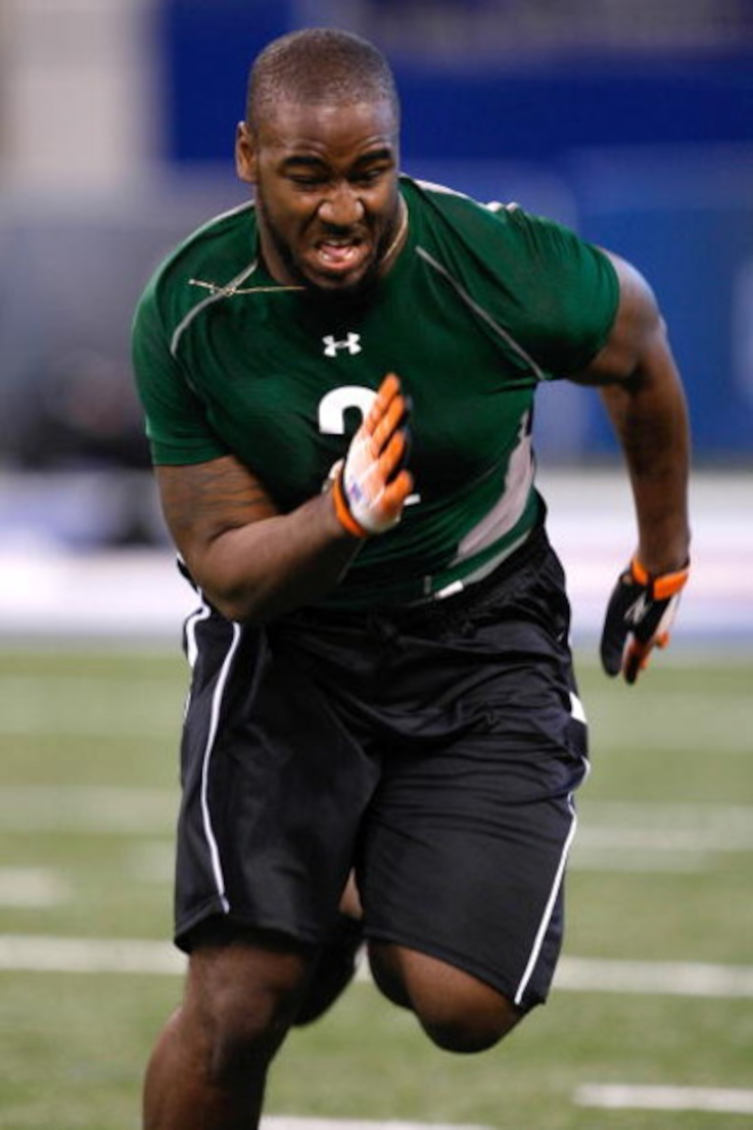 INDIANAPOLIS, IN - FEBRUARY 23:  Defensive lineman Robert Ayers of Tennessee runs during the NFL Scouting Combine presented by Under Armour at Lucas Oil Stadium on February 23, 2009 in Indianapolis, Indiana. (Photo by Scott Boehm/Getty Images)